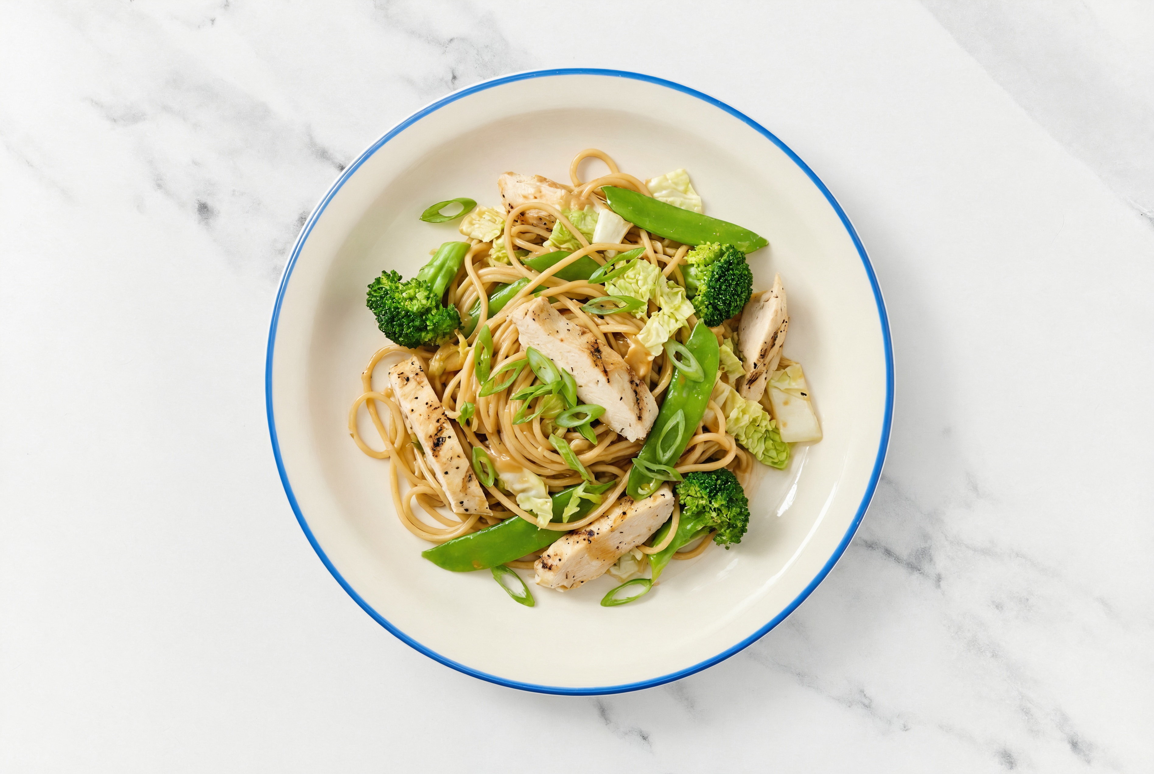 Thai Peanut Chicken + Gluten Free Spaghetti with Bok Choy Mix + Scallions