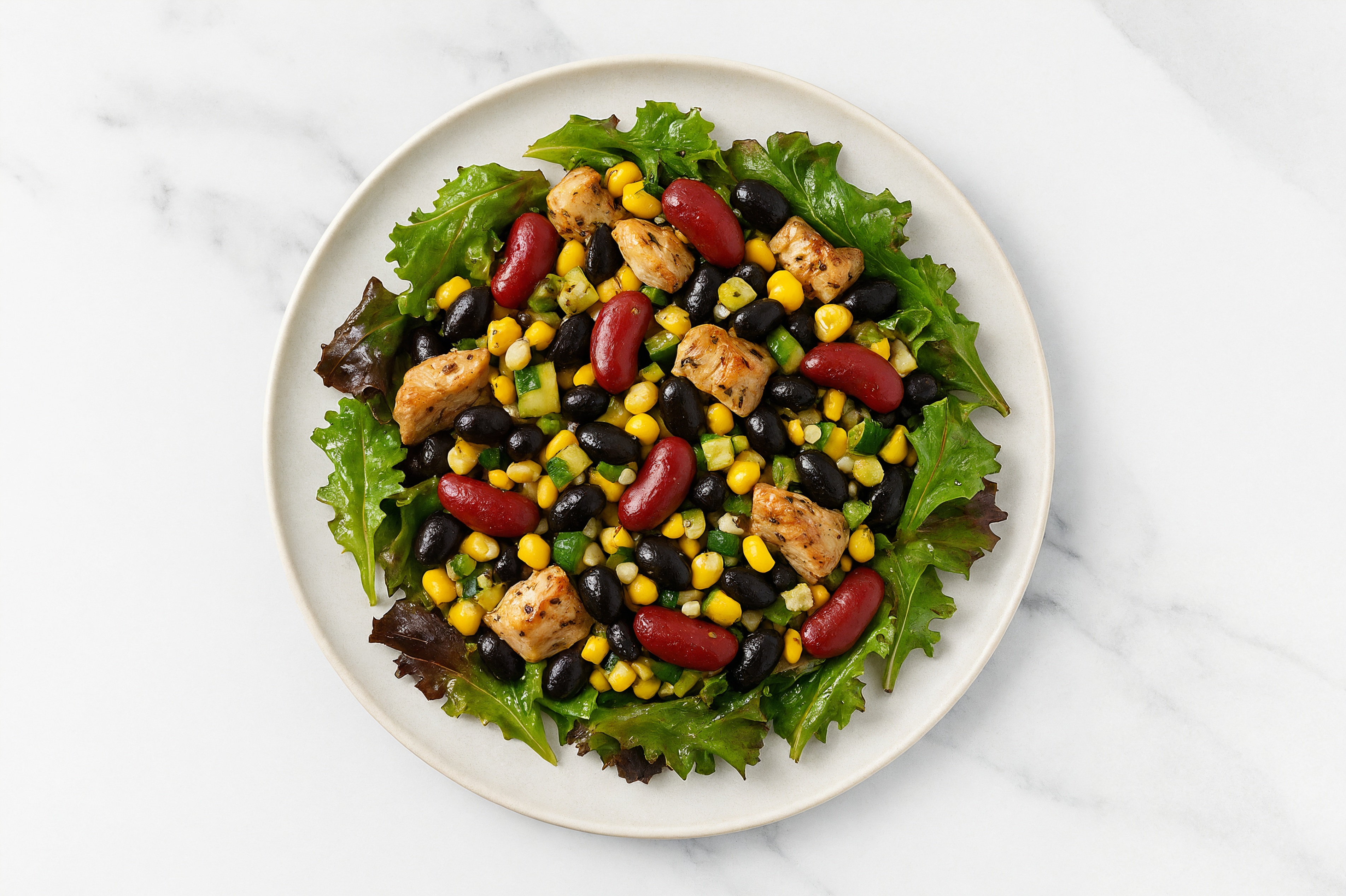 Balsamic Spring Mix Salad with Turkey Tenderloin & Black Beans