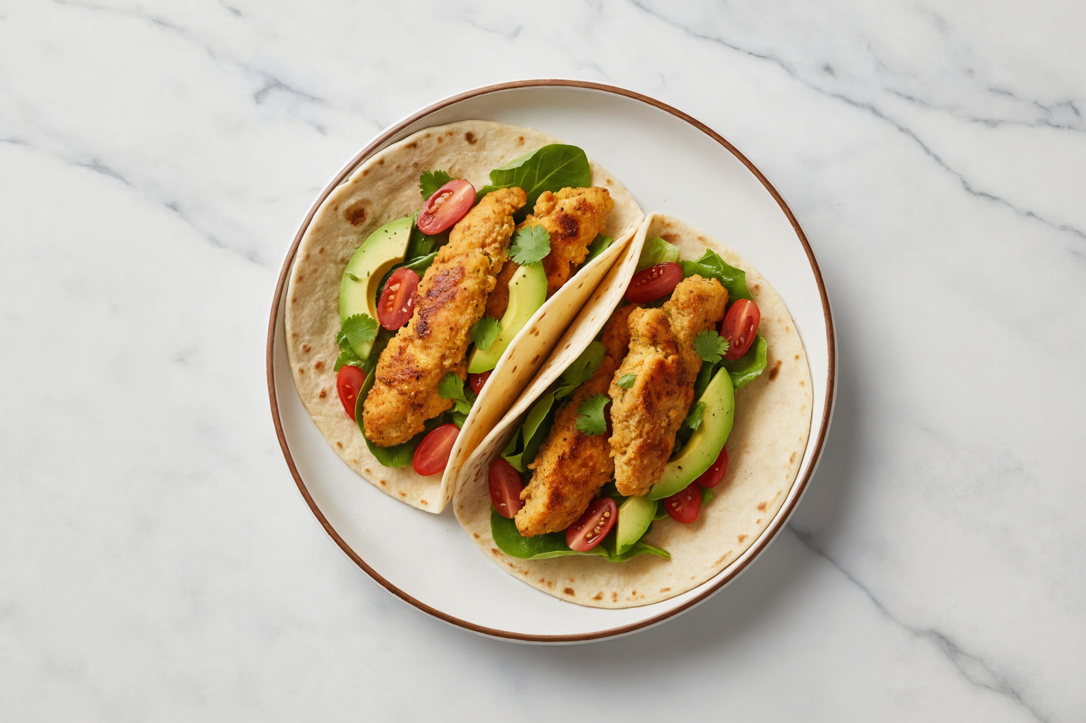 Romaine Avocado Chick'n Tenders Tacos