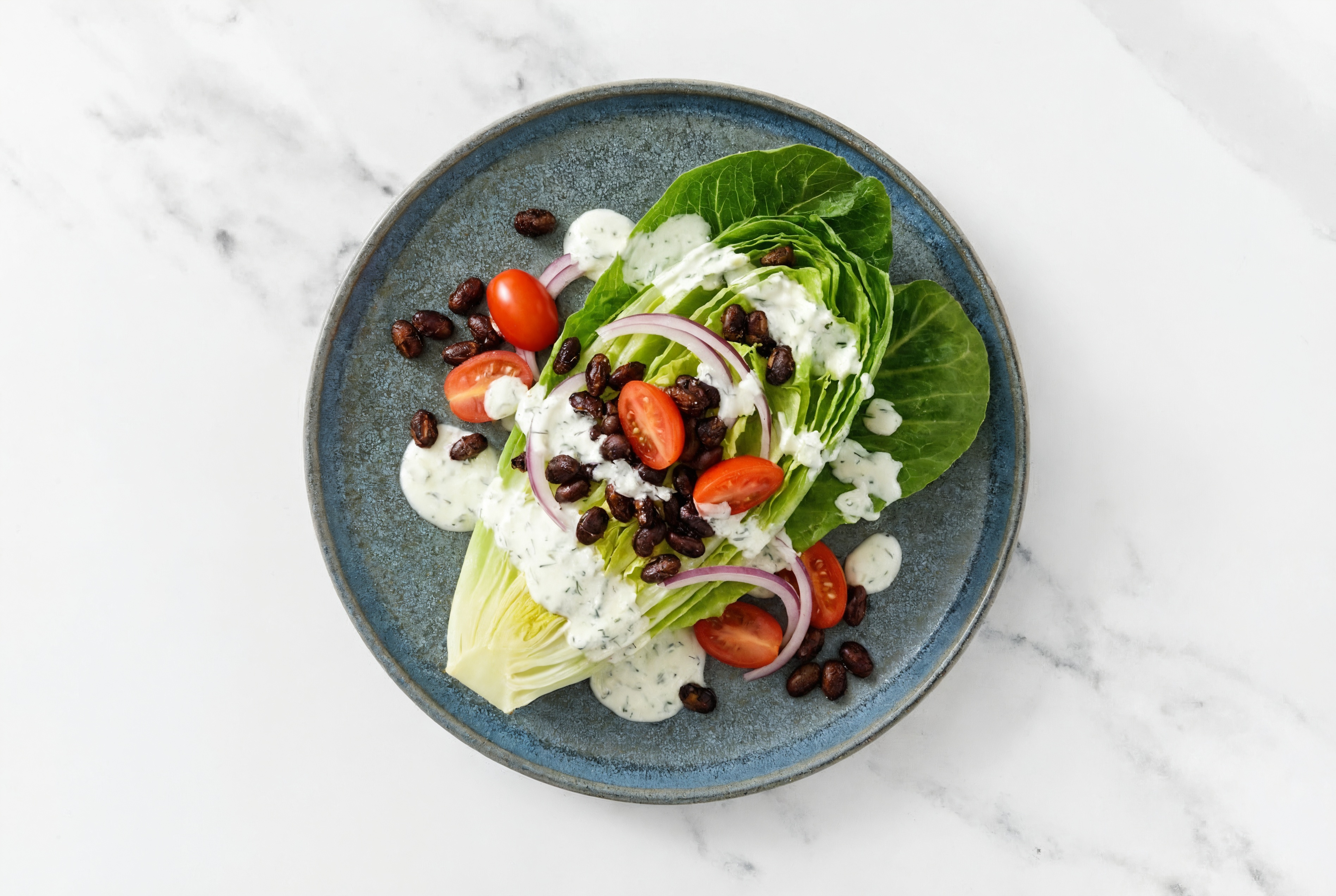 Crispy Black Bean Greek Wedge Salad