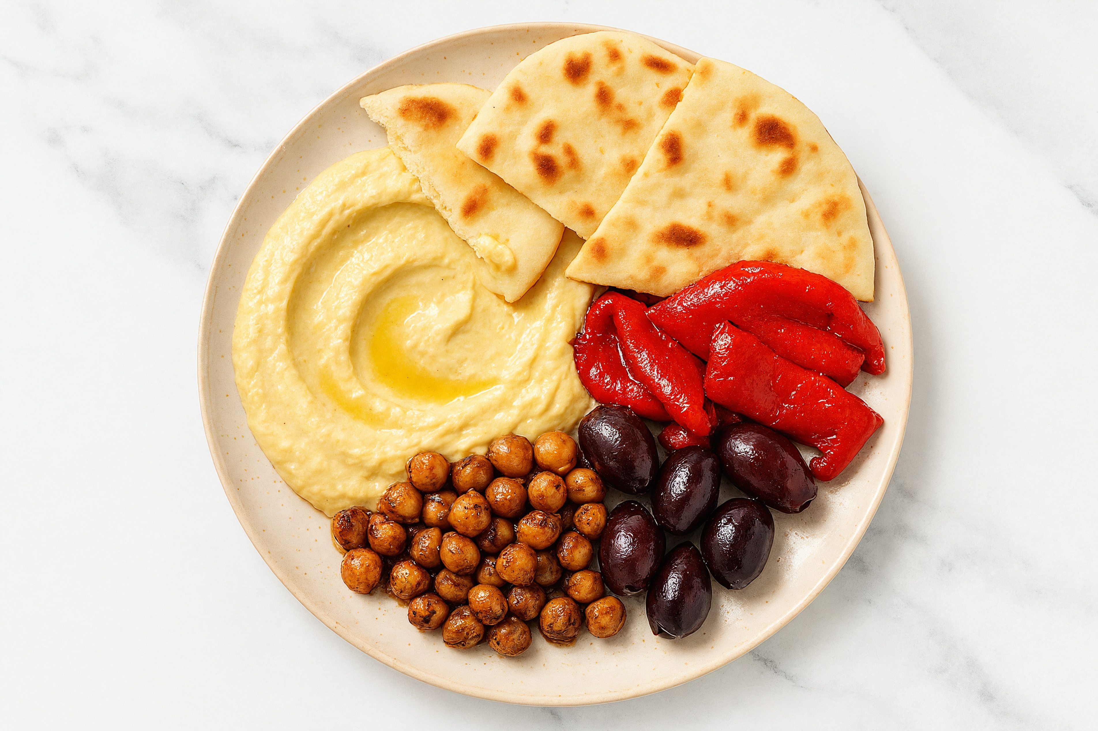 Chickpea Salad + Lemon Garlic Hummus Mezze