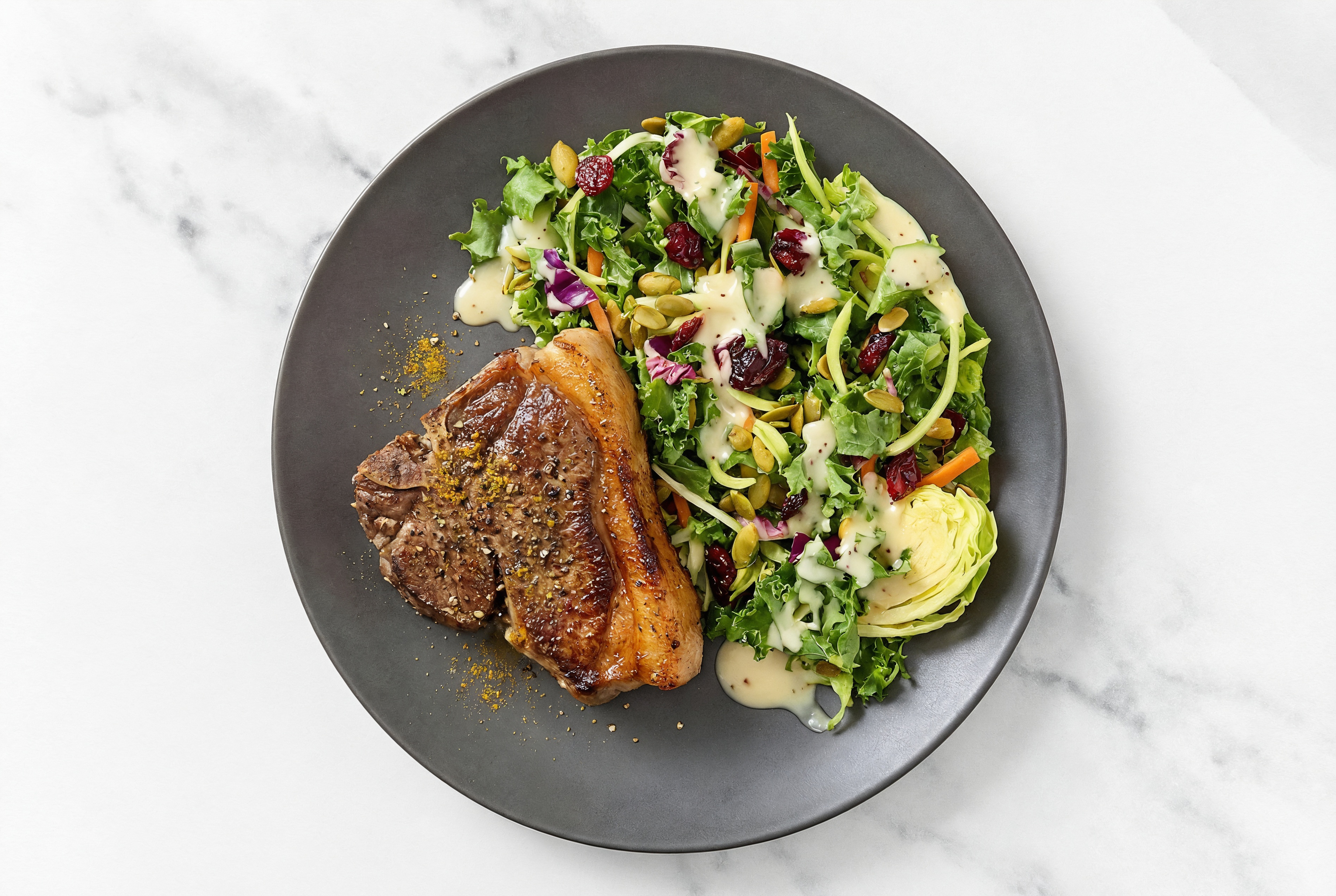 Curry Seared Lamb + Sweet Kale Salad