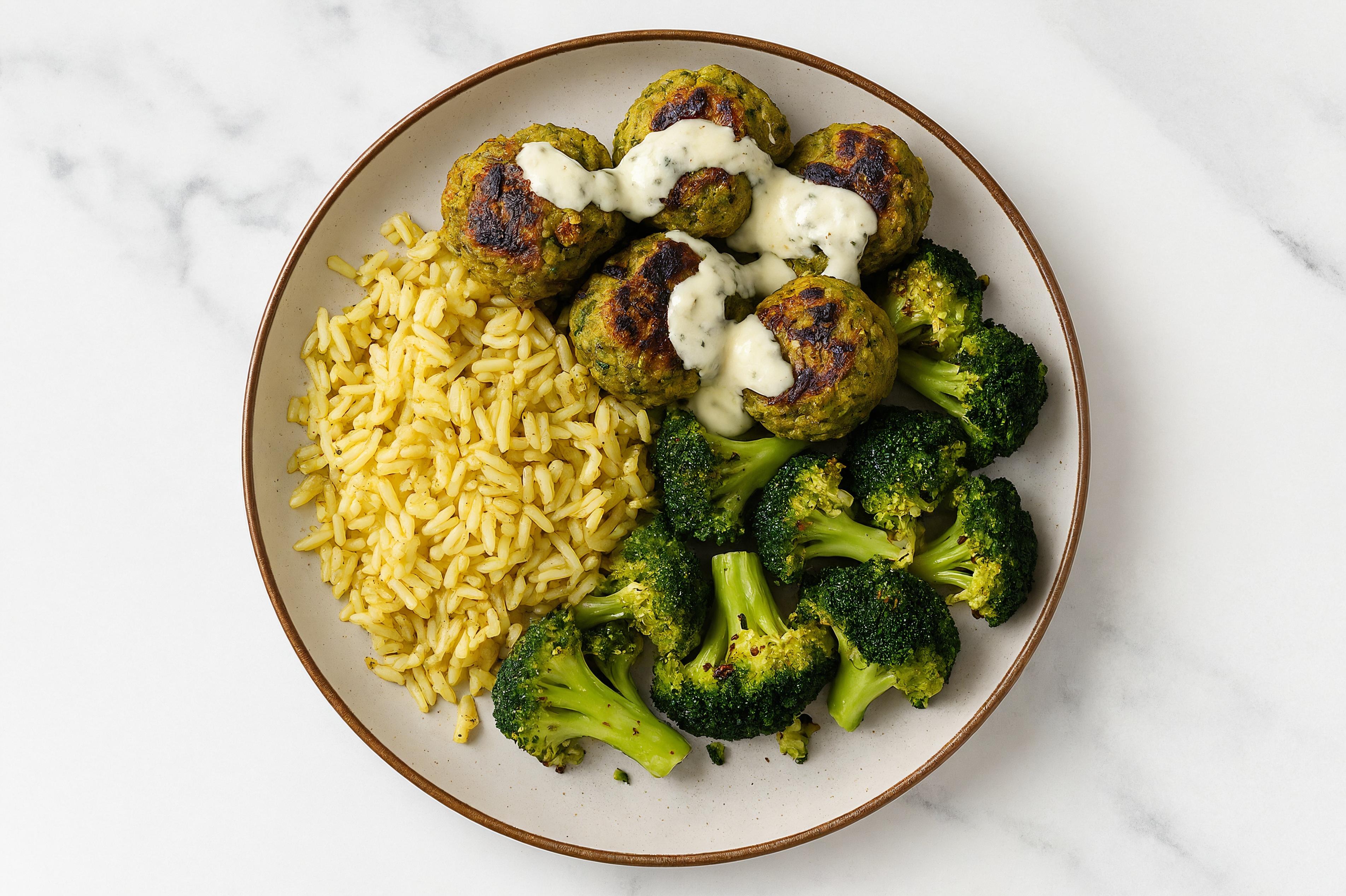 Rustic Extra Garlicky Falafel Seasoned Jasmine Rice Bowl