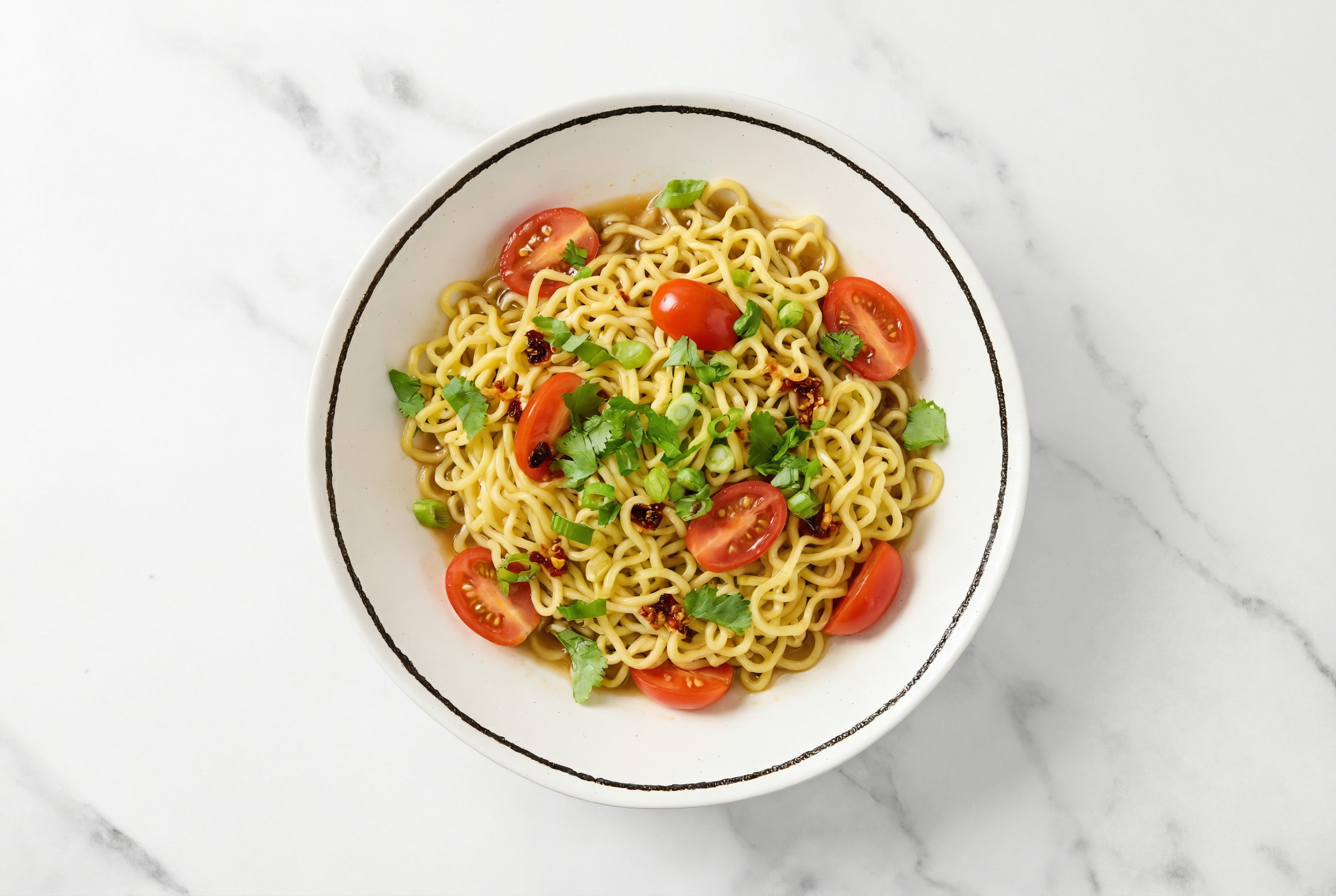  Cold Noodle Salad with Tomatoes and Chili Crisp Vinaigrette