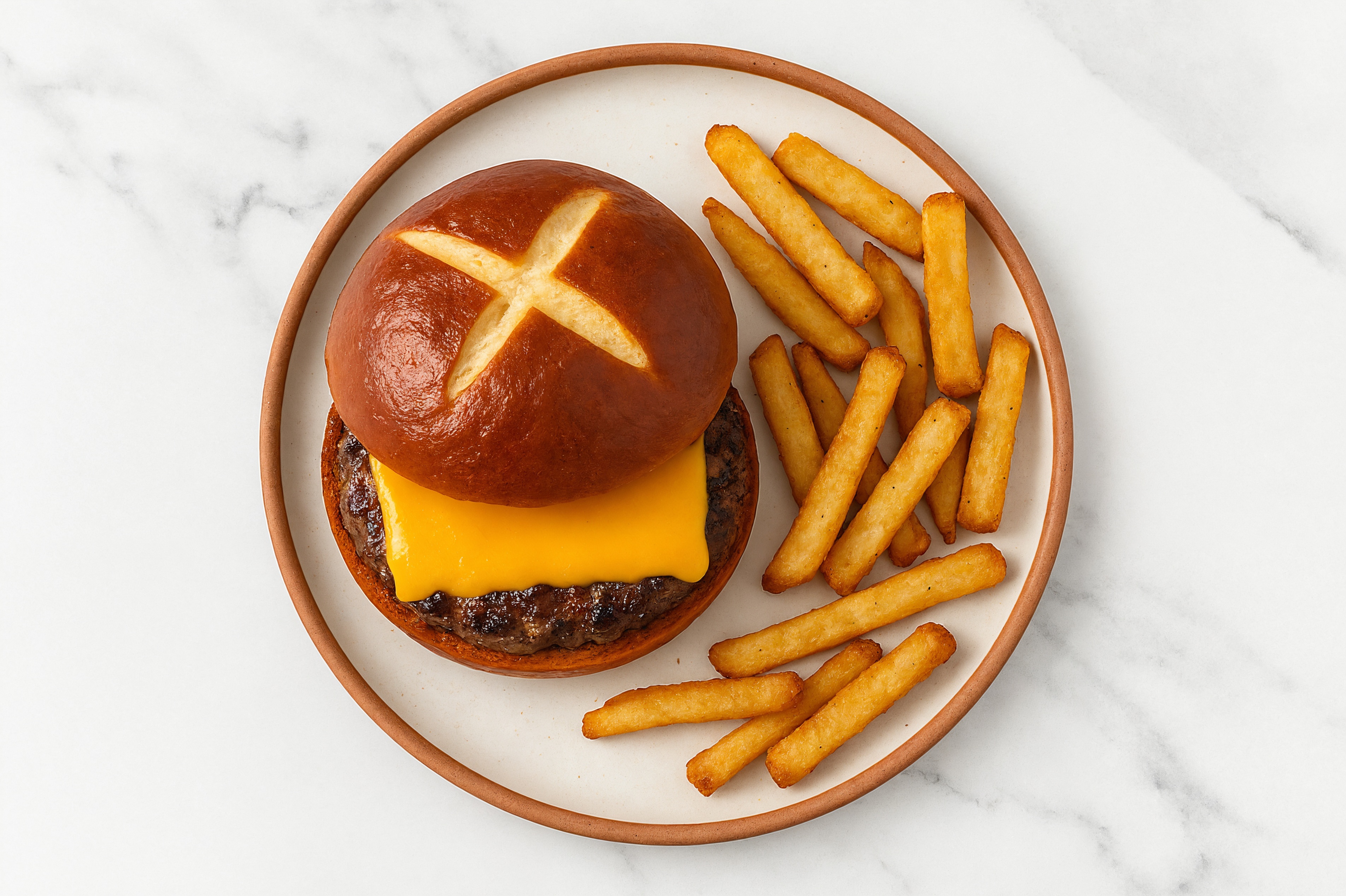 Grilled Brisket Cheeseburger + Fries