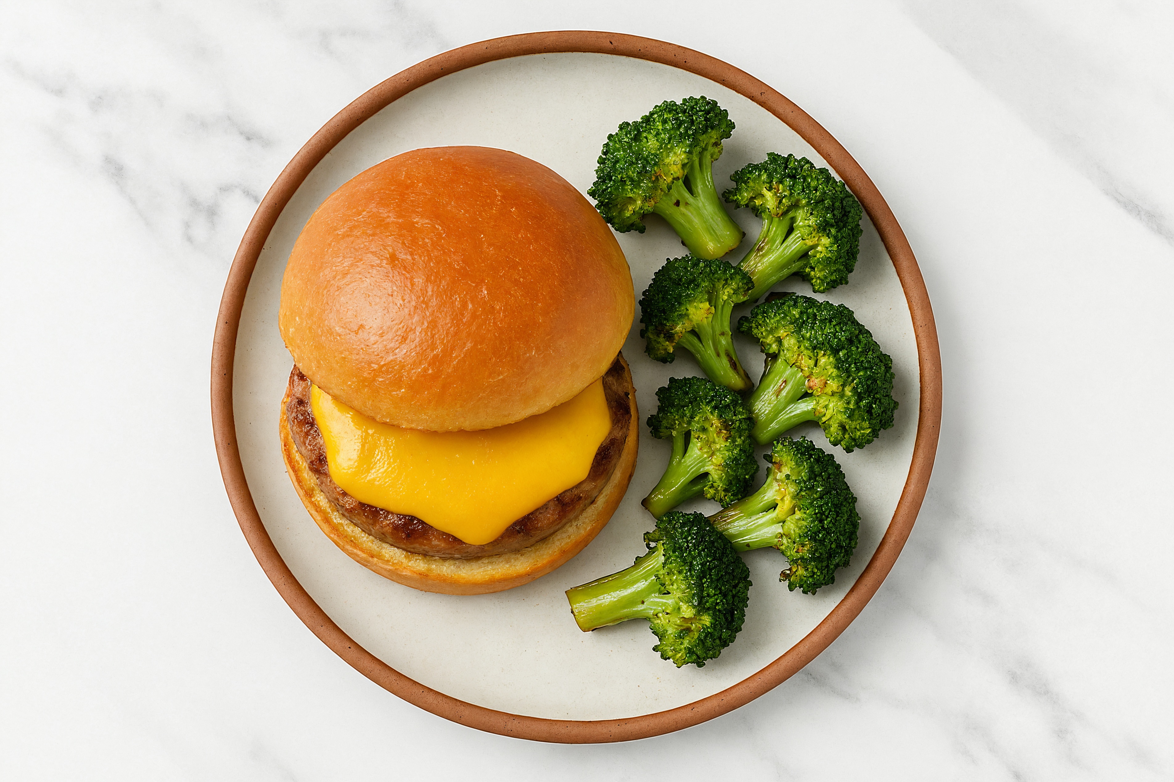 Cheesy Ranch Turkey Burgers with Broccoli Florets
