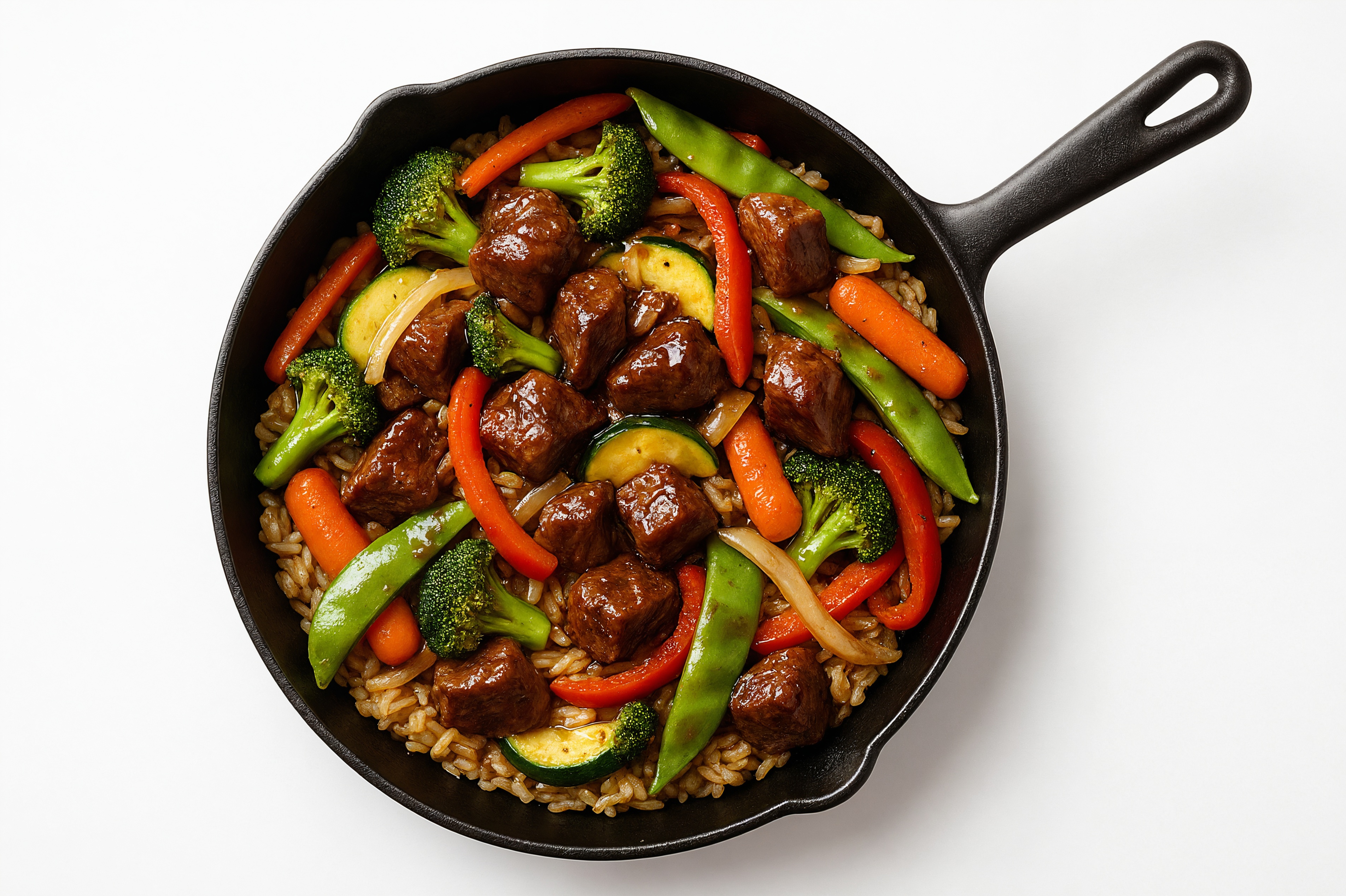Teriyaki Veggie + Bison Stir-Fry with Brown Rice