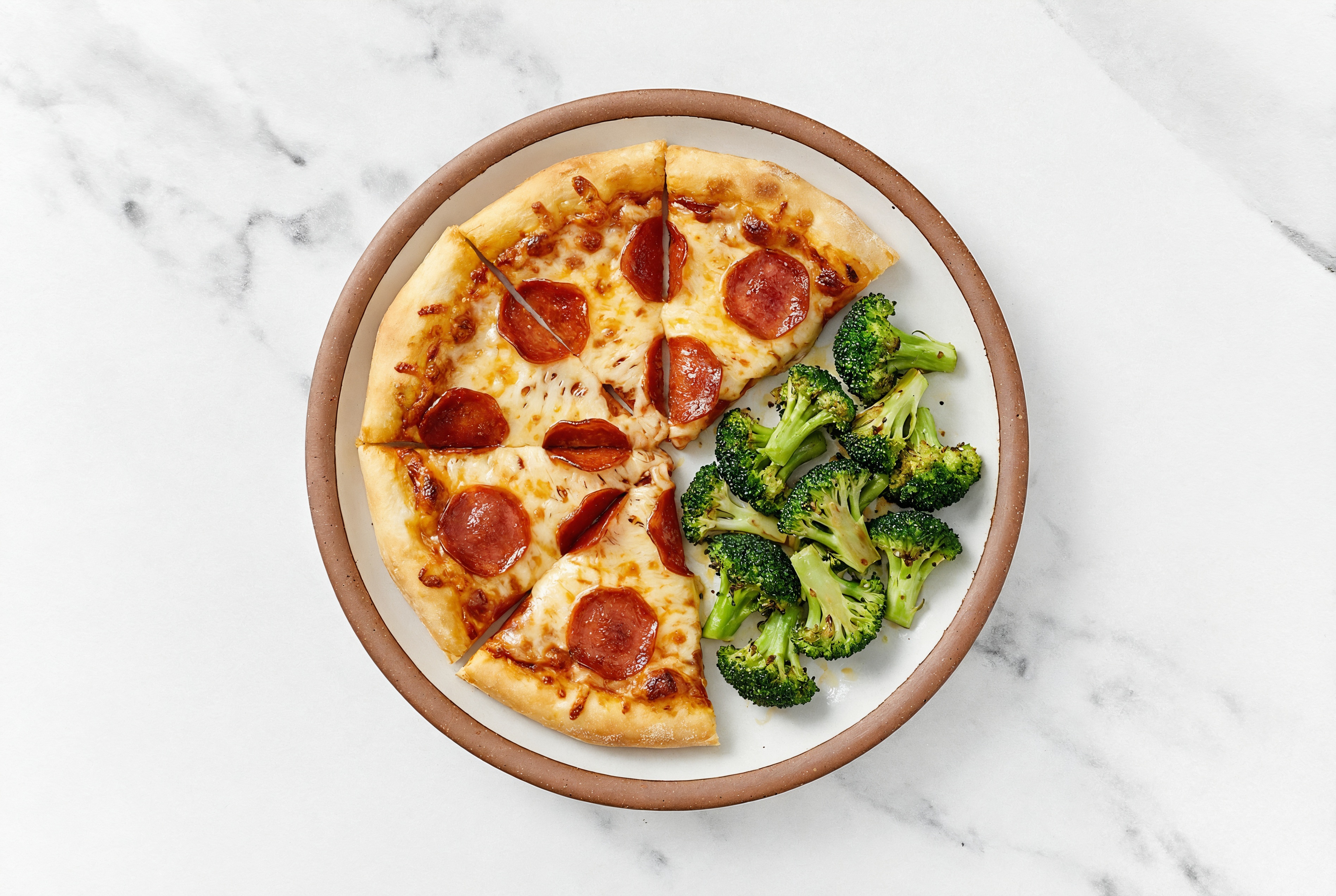 Pepperoni Pizza + Steamed Organic Broccoli