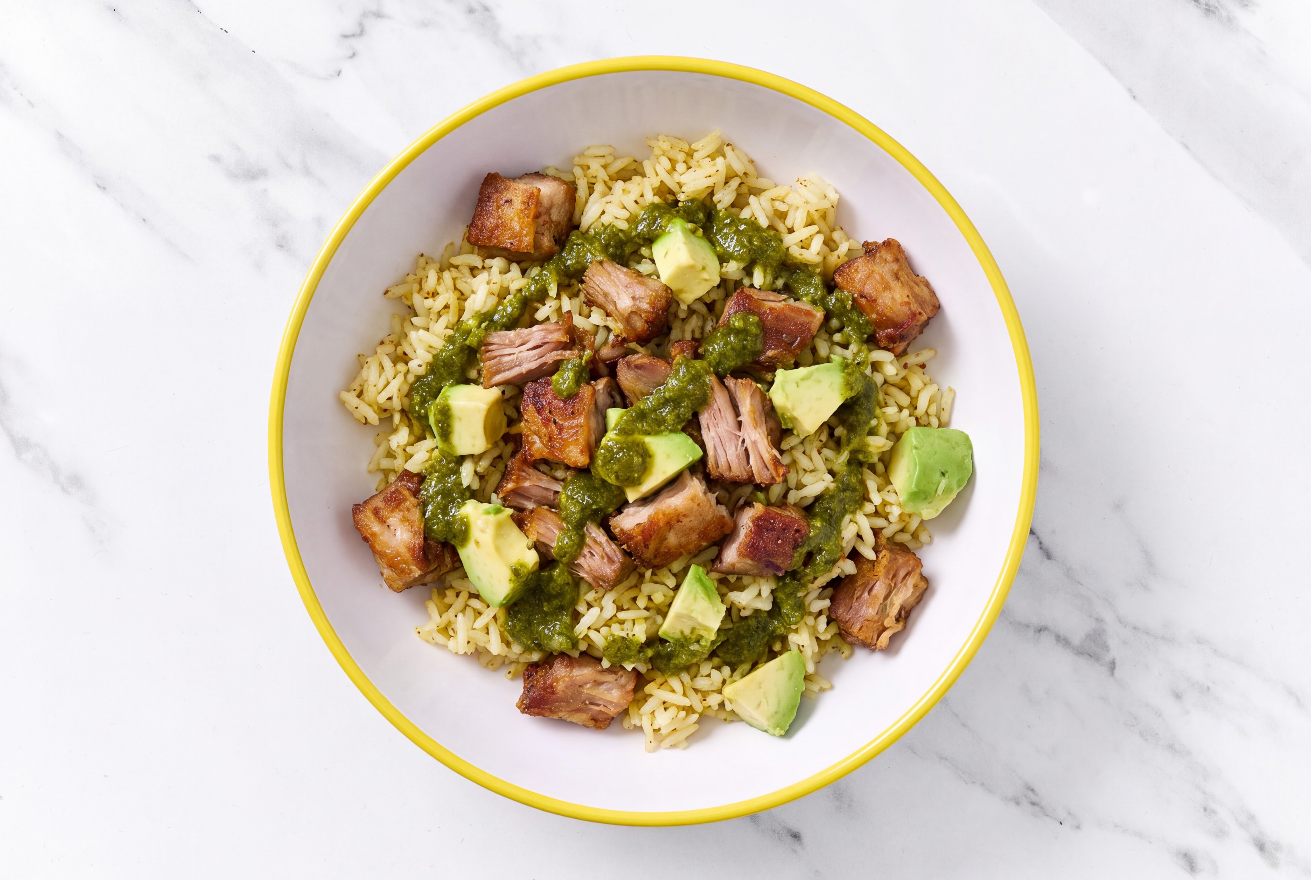 Carnitas Grain Bowl with Avocado & Zhoug