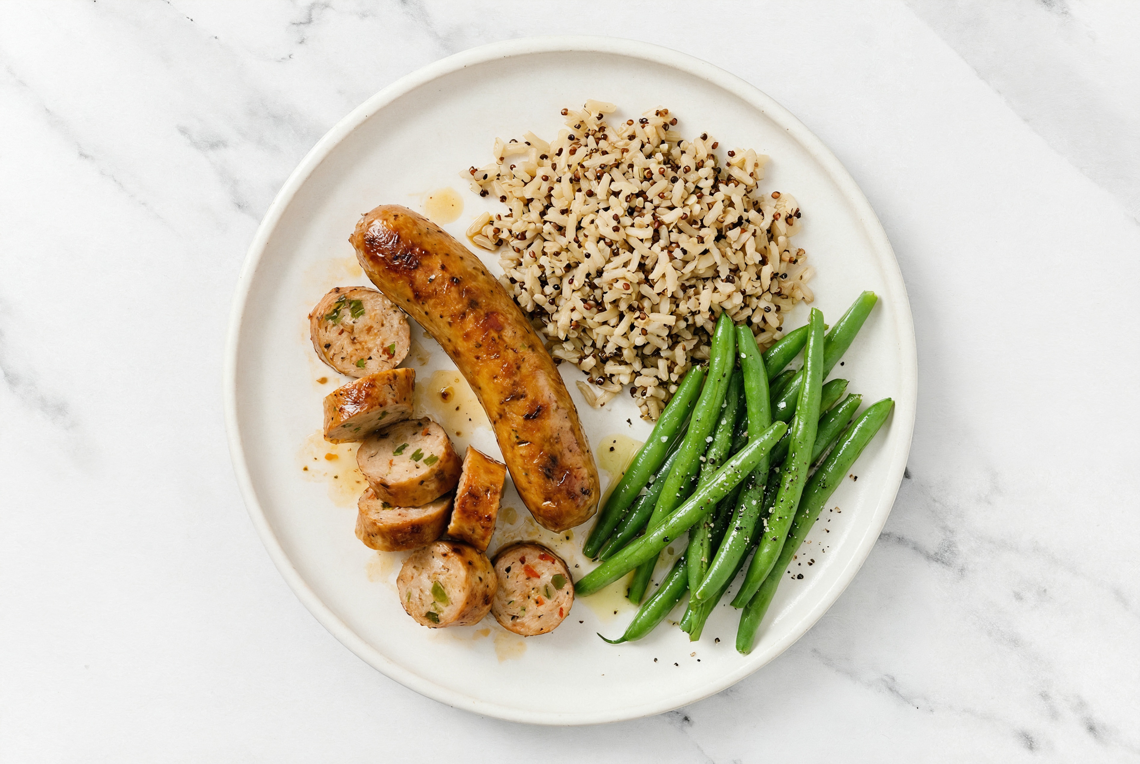 Sweet Italian Sausage + Sautéed  Organic Green Beans