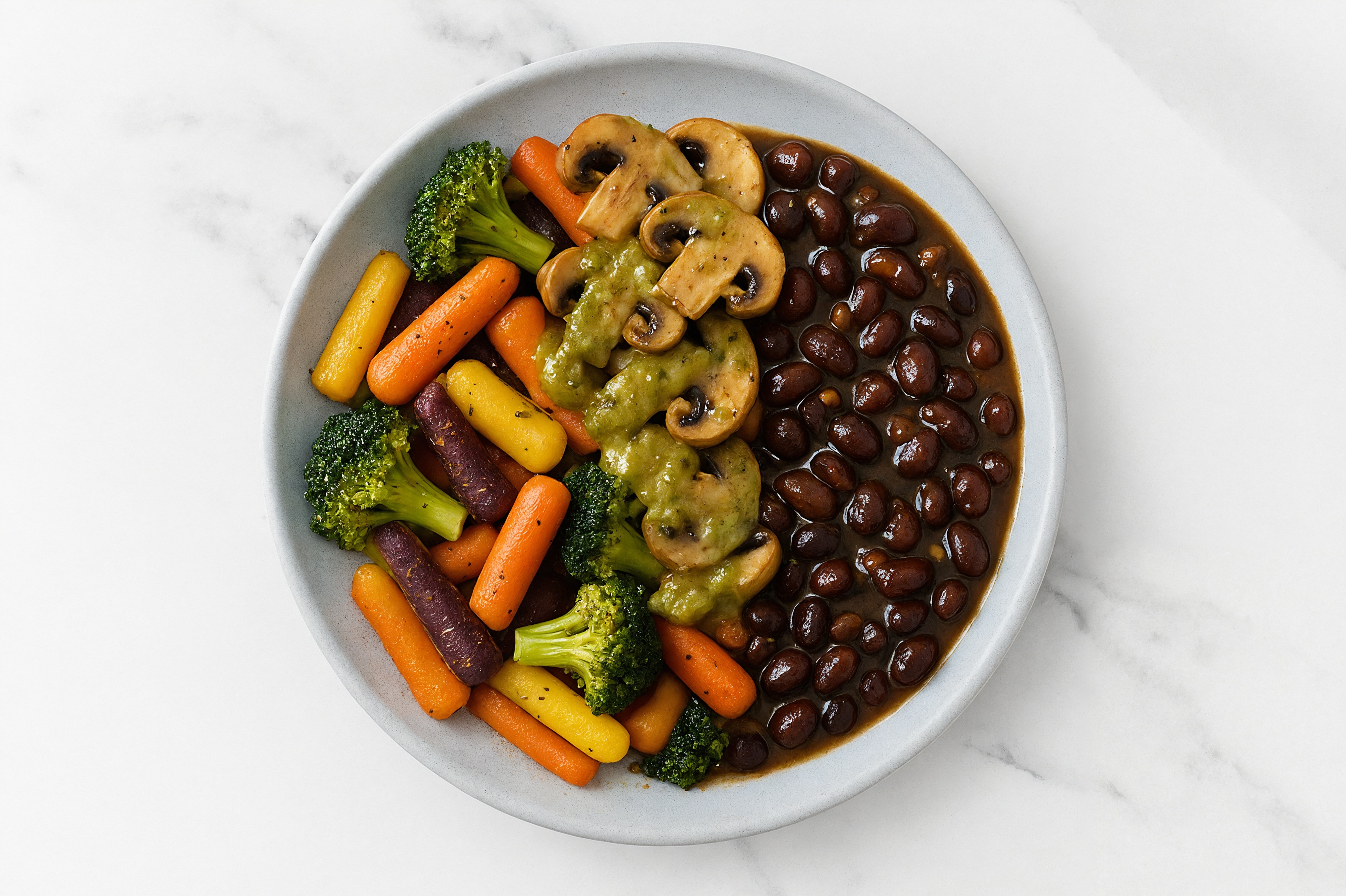 Cuban Black Bean Veggie Bowl with Broccoli, Carrots, and Green Chile