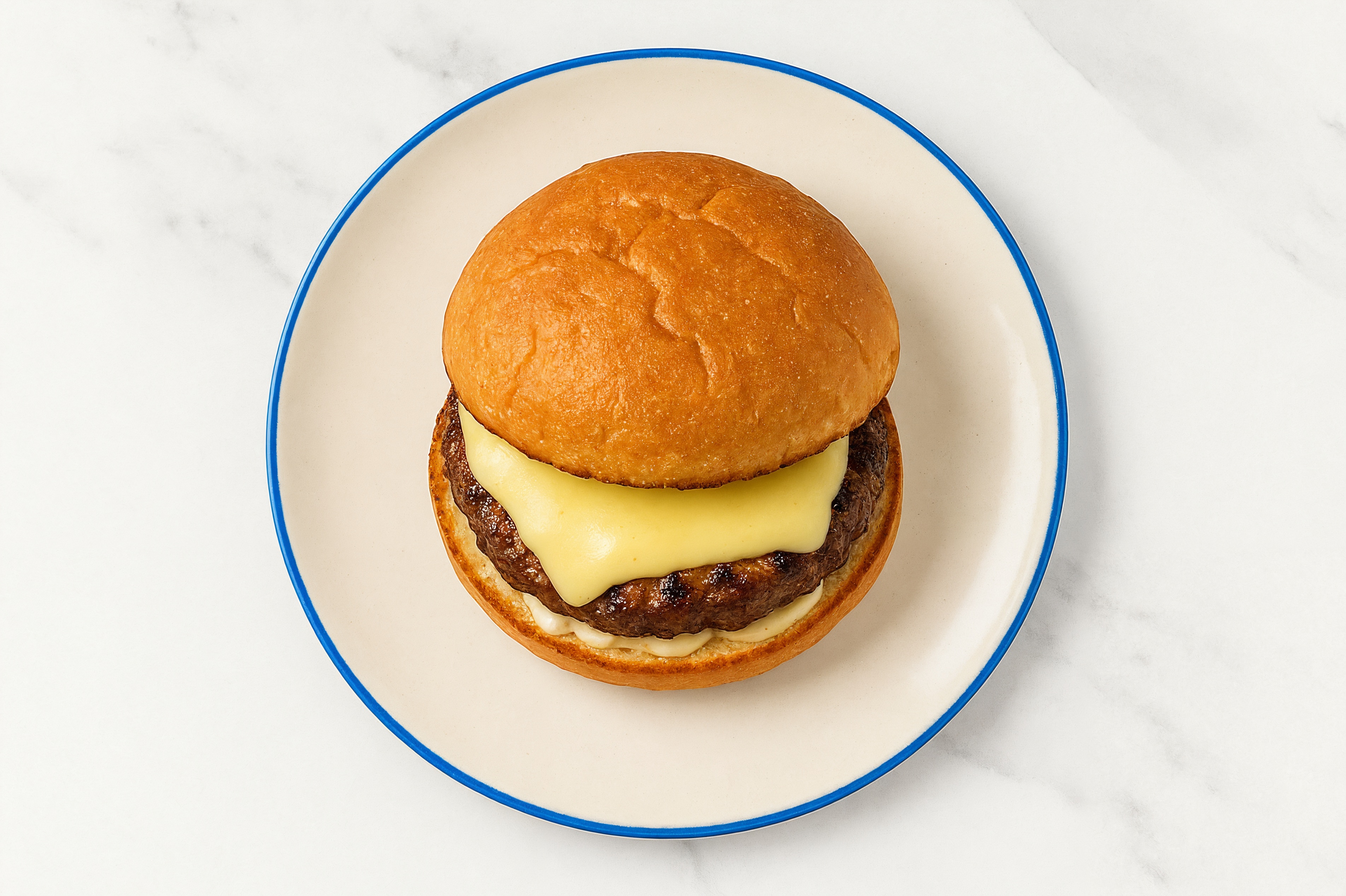 Havarti Wagyu Beef Burger on GF Bun with Garlic Sauce