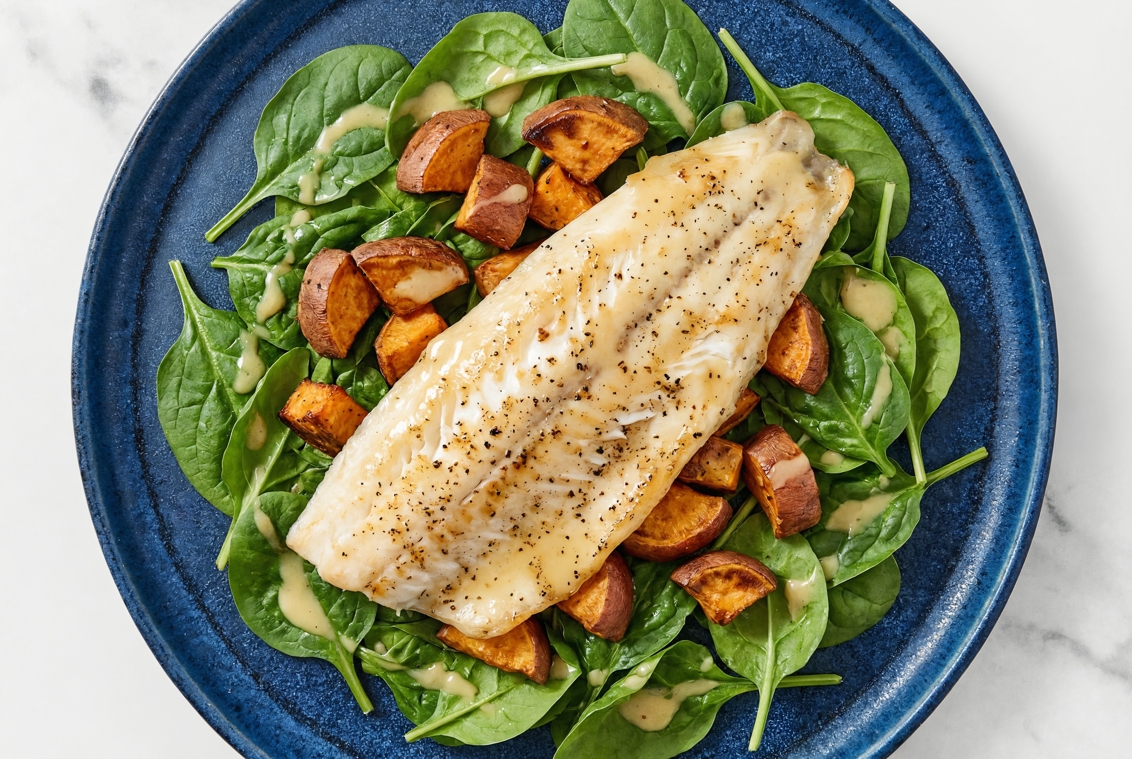 Hearty Roasted Trout House Salad with Baby Spinach