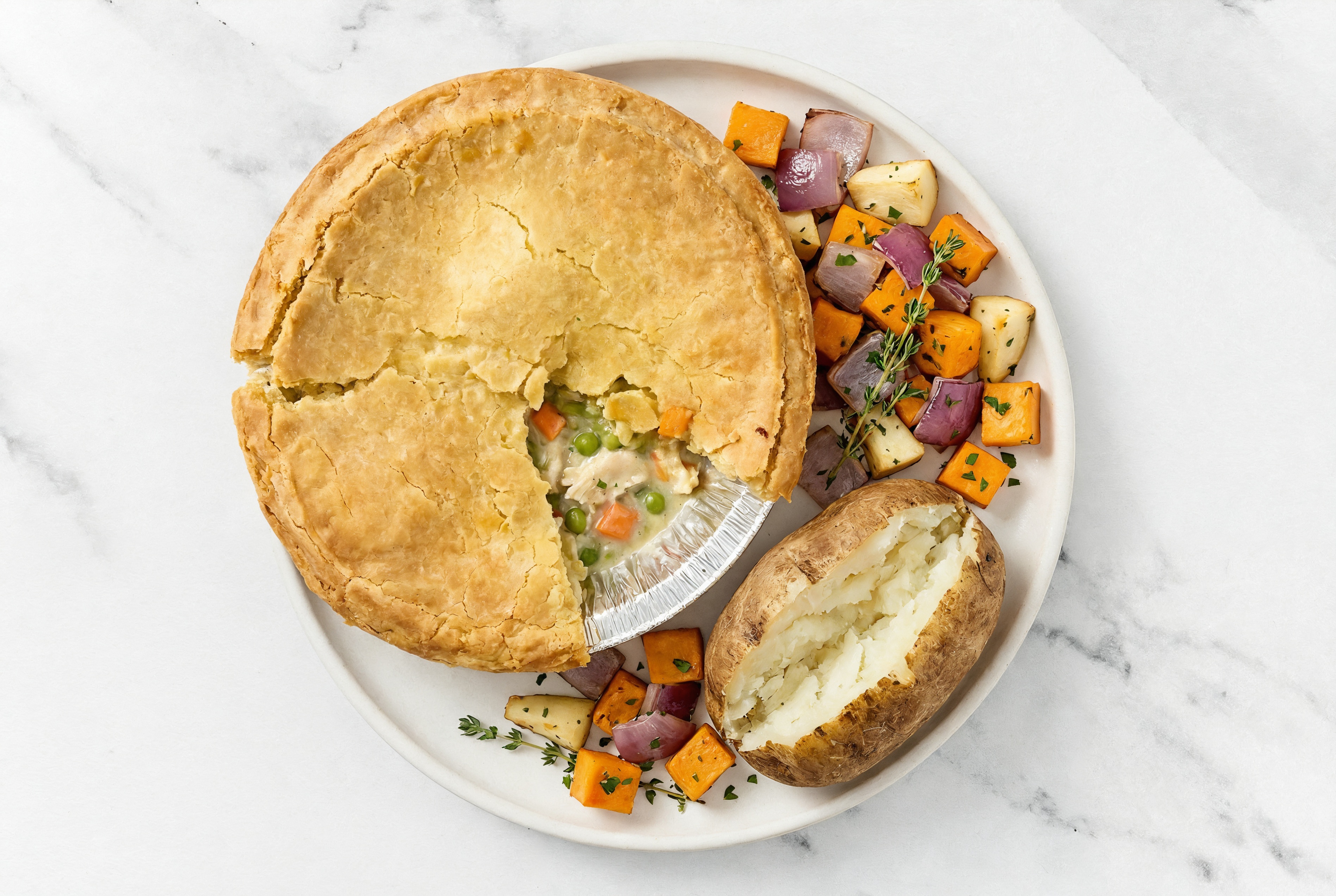 Chicken Pot Pie with Roasting Veggies & Russet Potato