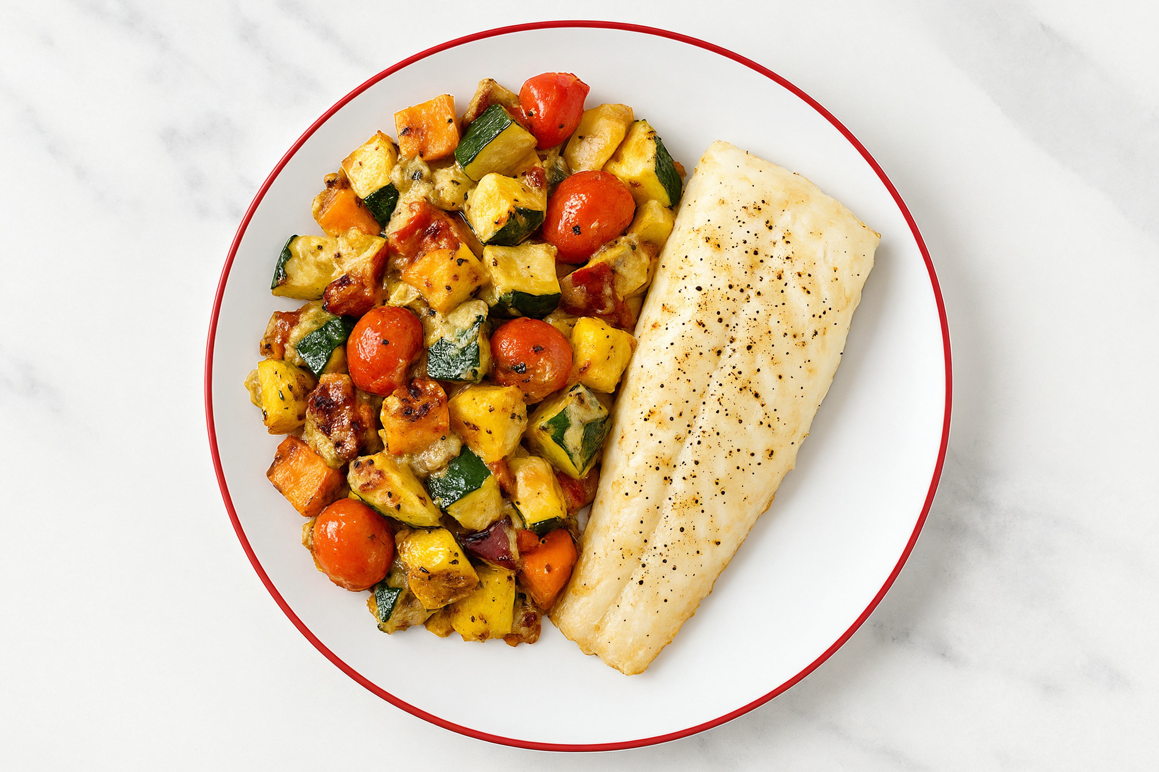 Sheet Pan Tahini-Cod with Sweet Potatoes & Squash