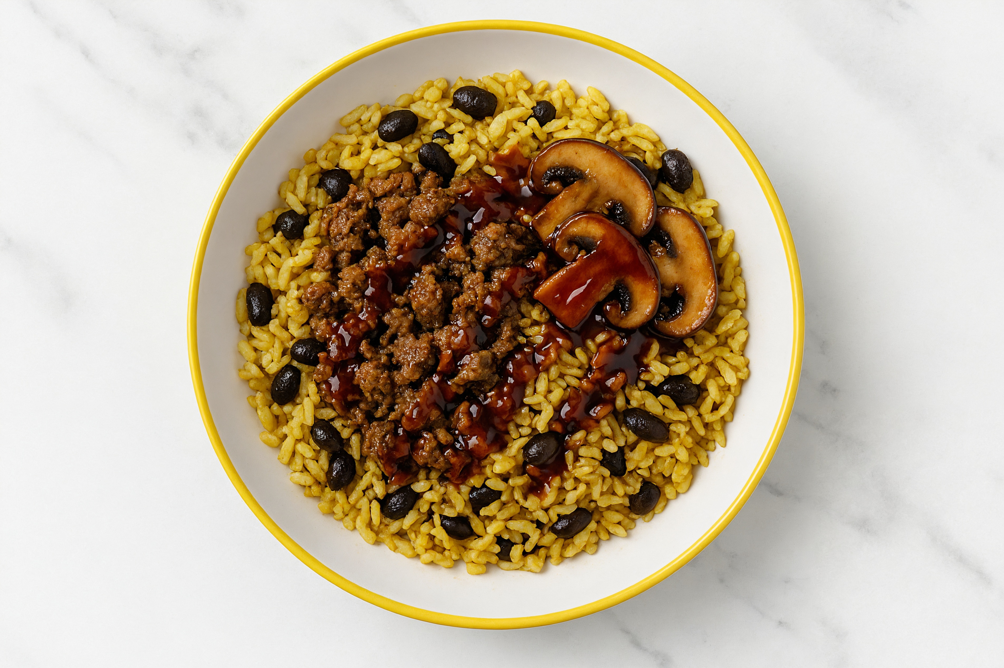 Sweet Teriyaki Ground Lamb + Seasoned Rice Bowl with Bella Mushrooms