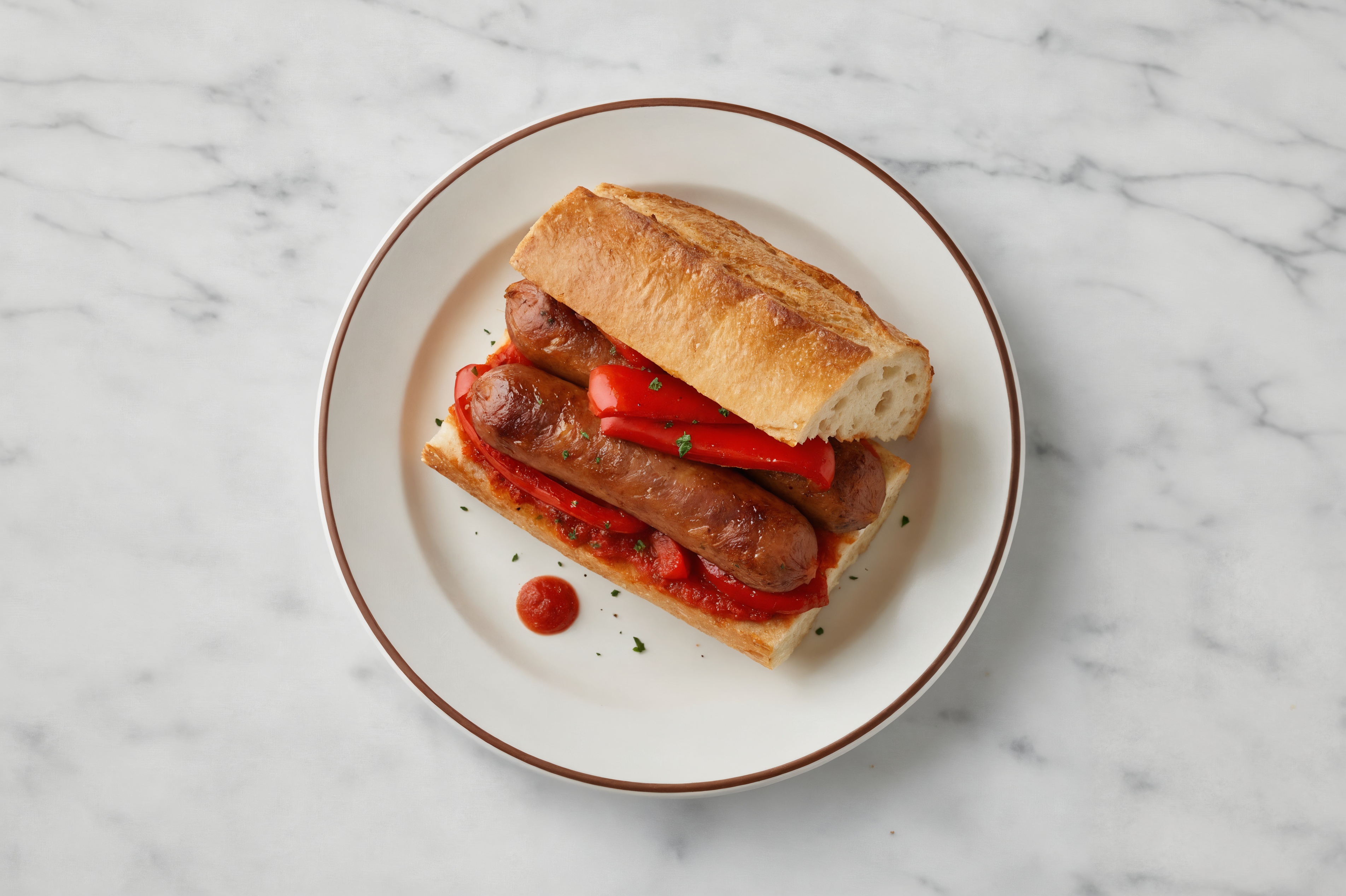 Sausage + Peppers Baguette Sandwich