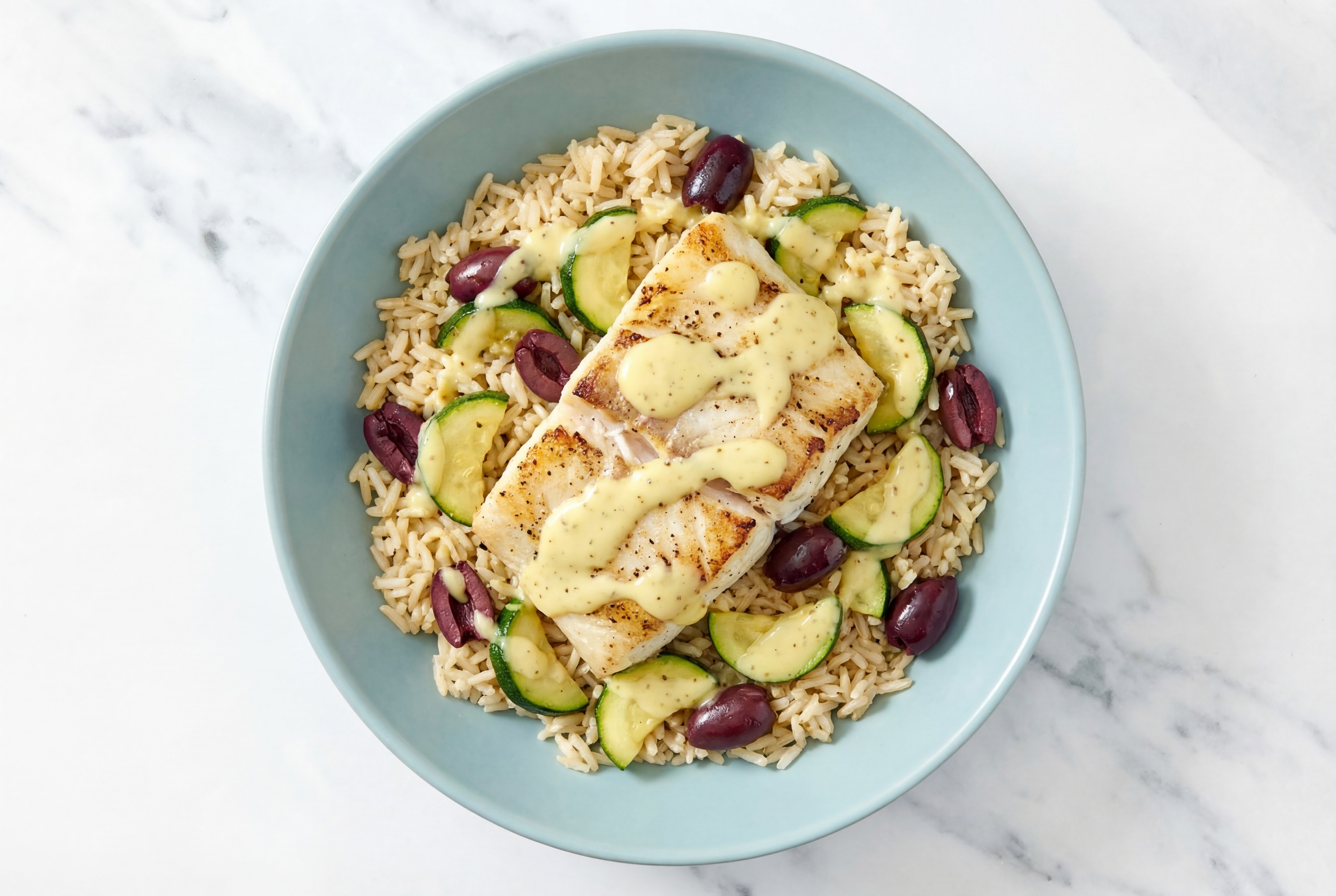 Herby Mediterranean Barramundi Grain Bowl