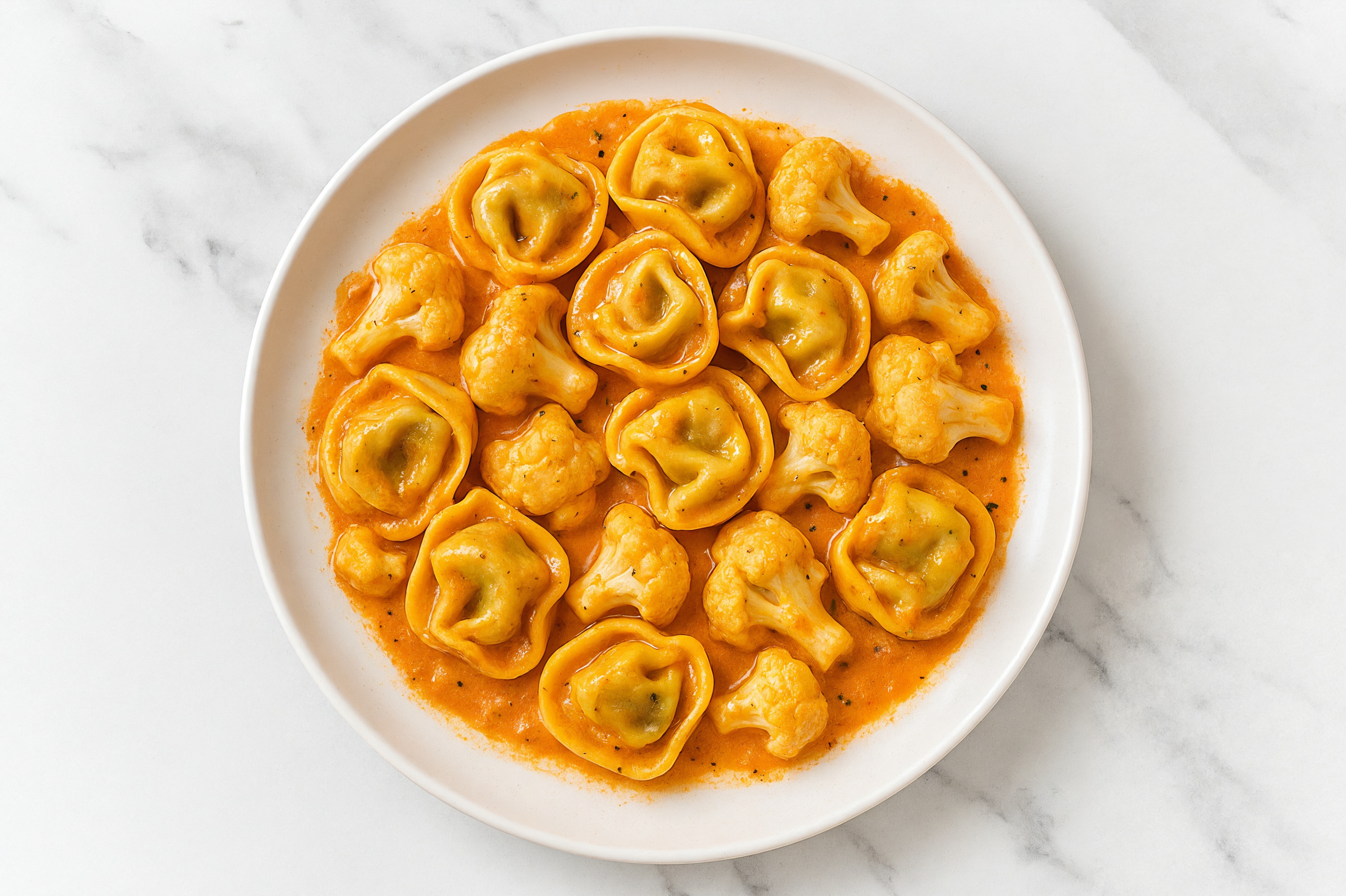 Vodka Sauce Tortellini with Cauliflower Florets