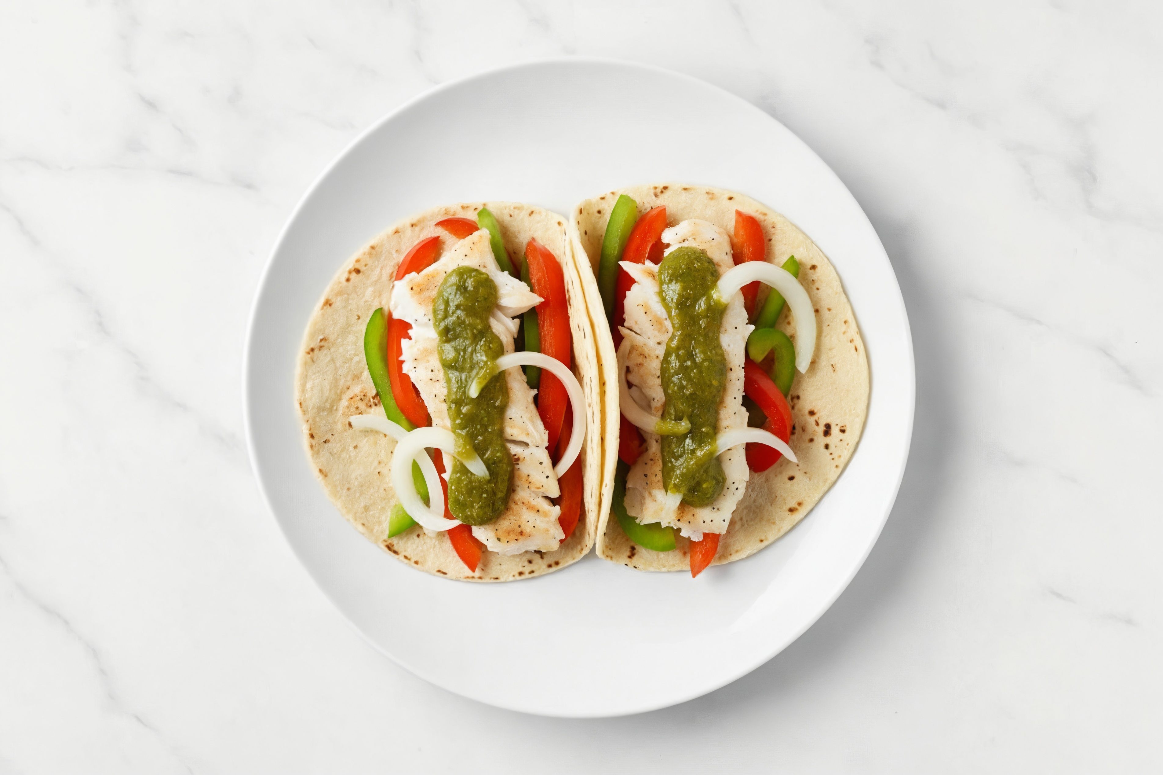 Fish Tacos with Veggies + Green Chile with Cod Fillet