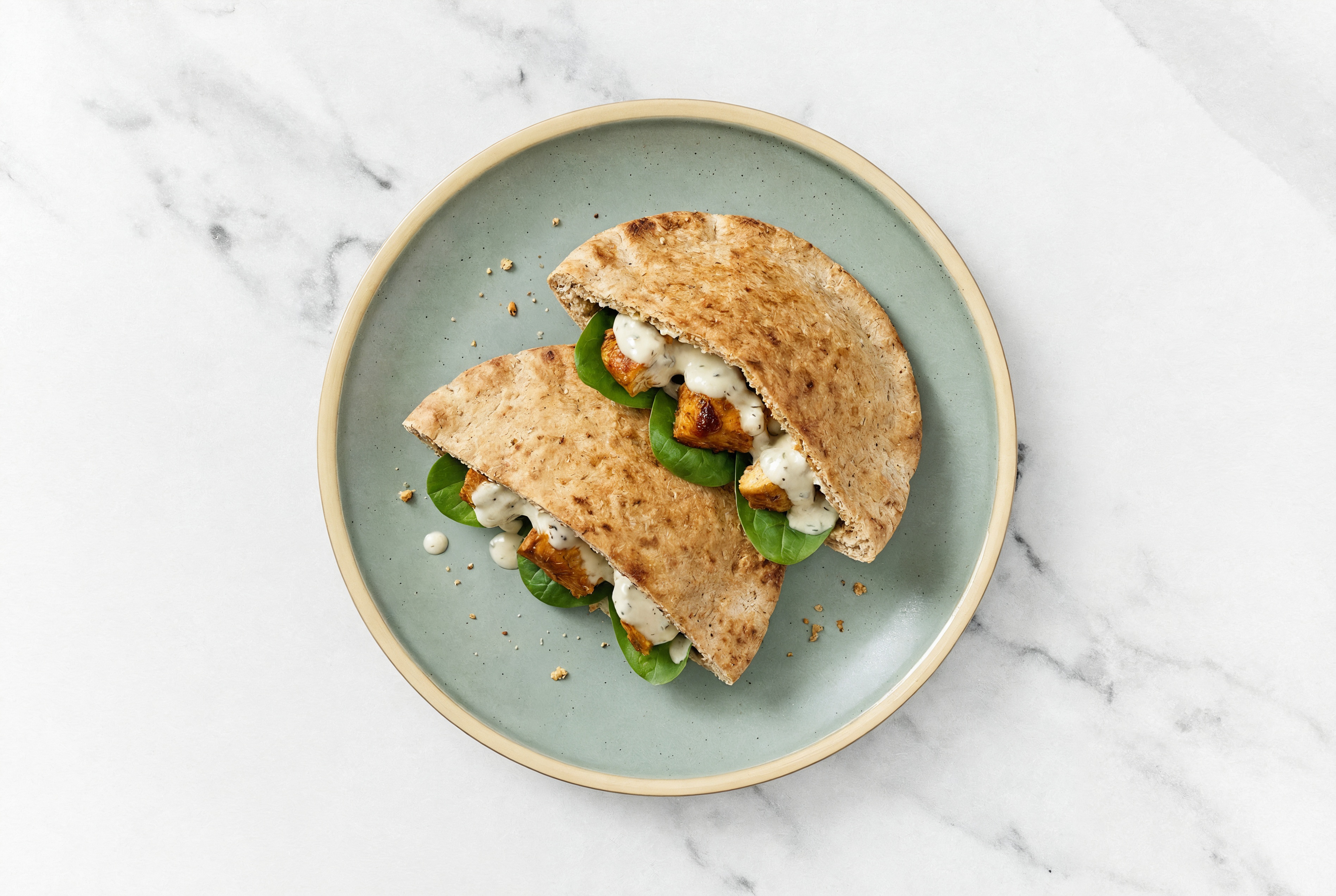 Creamy Garlic Tandoori Chicken Whole Grain Pita Pockets
