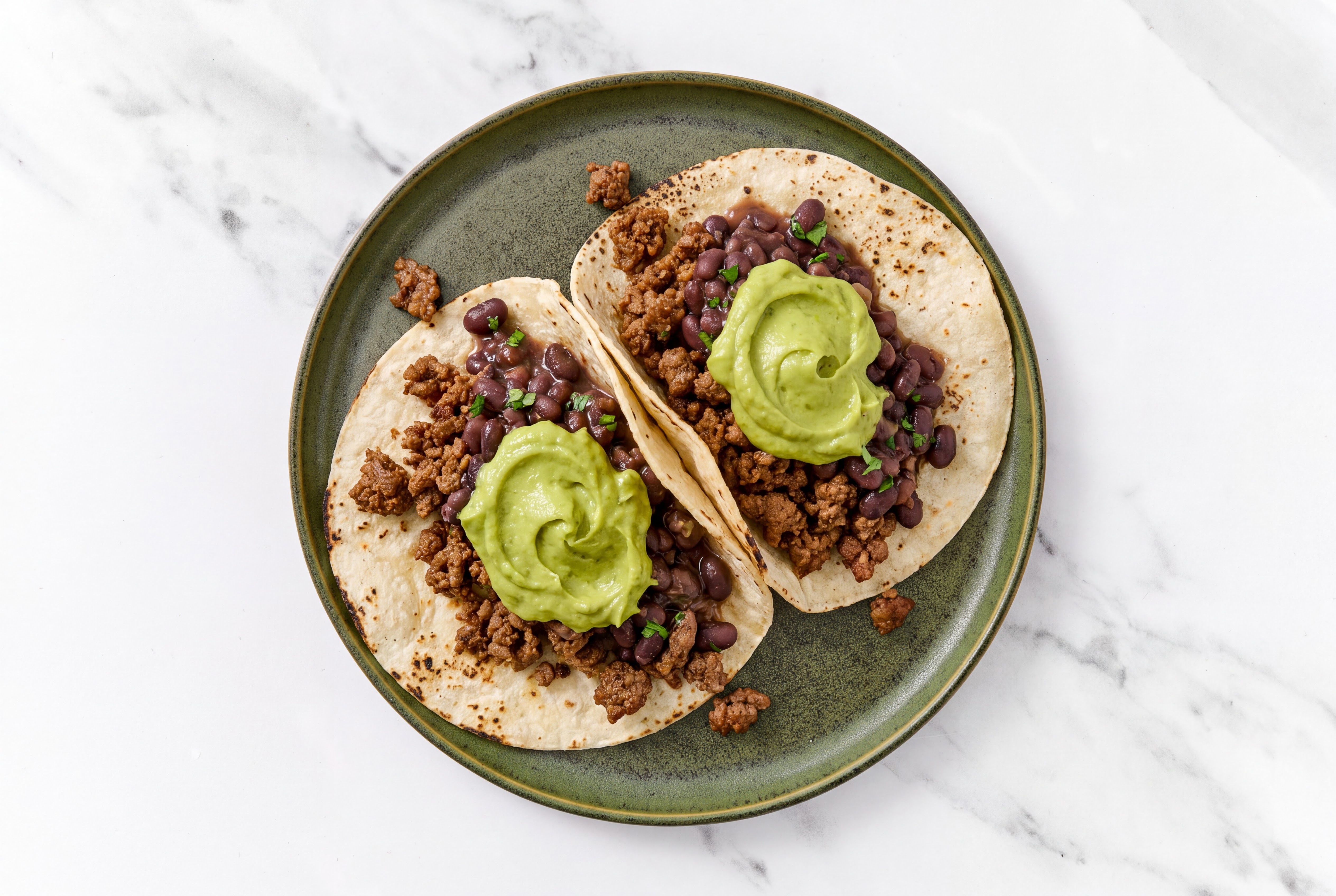 Hearty Ground 93/7 Lean Beef Tacos with Avocado & Spiced Beans