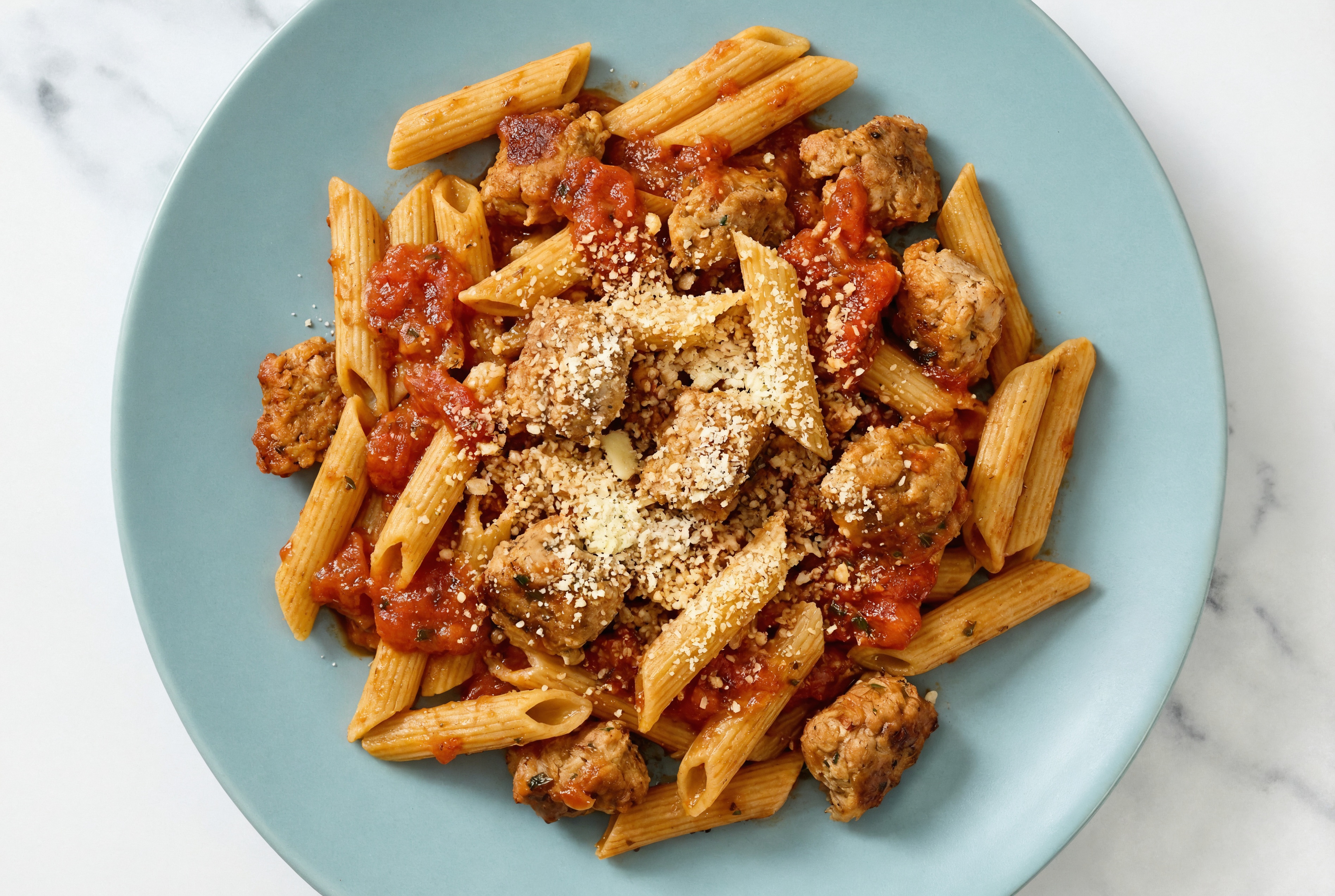 Sourdough Penne Rigate with Spicy Sausage Tomato Sauce