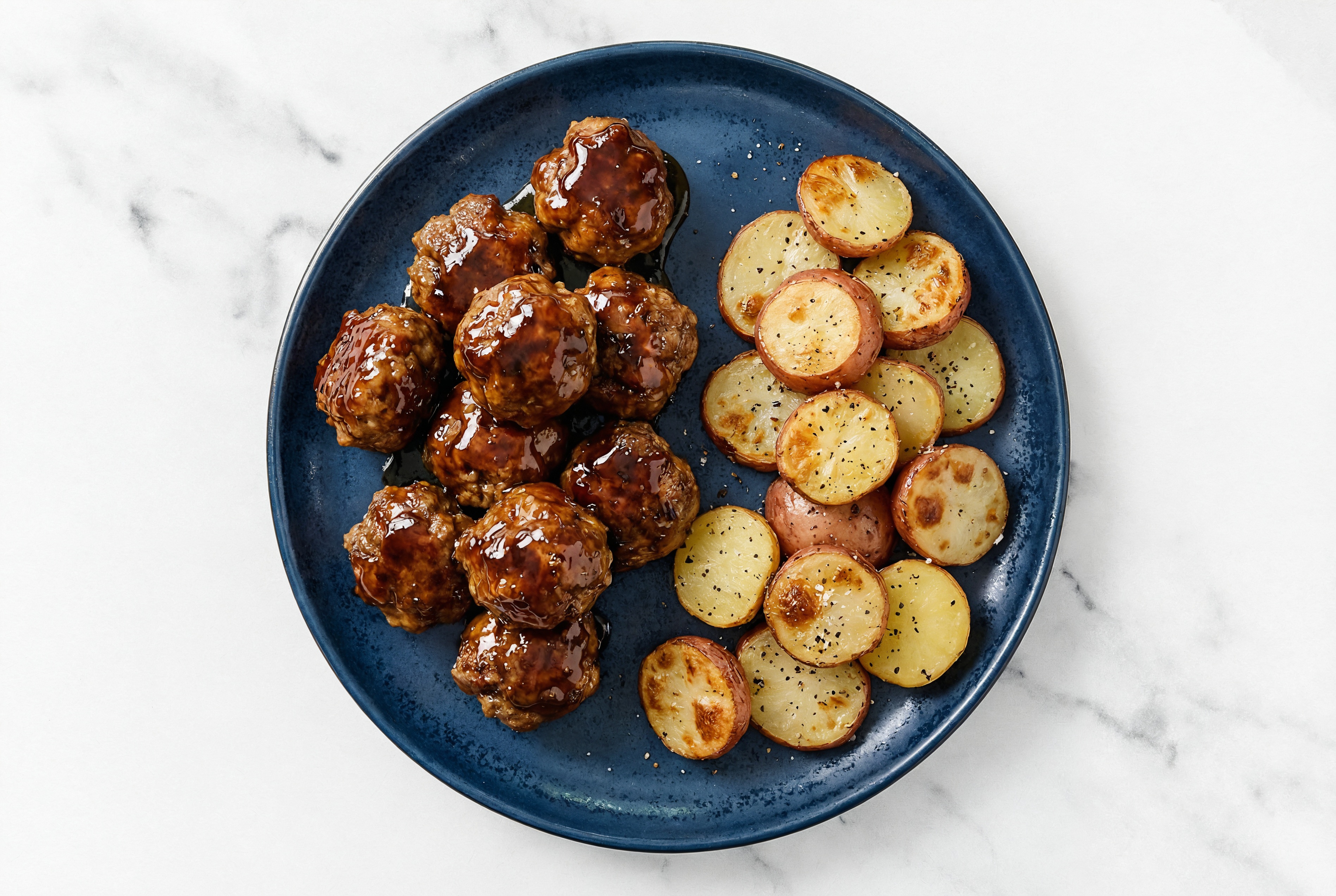 Teriyaki Baked Beef Meatballs & Creamer Potatoes