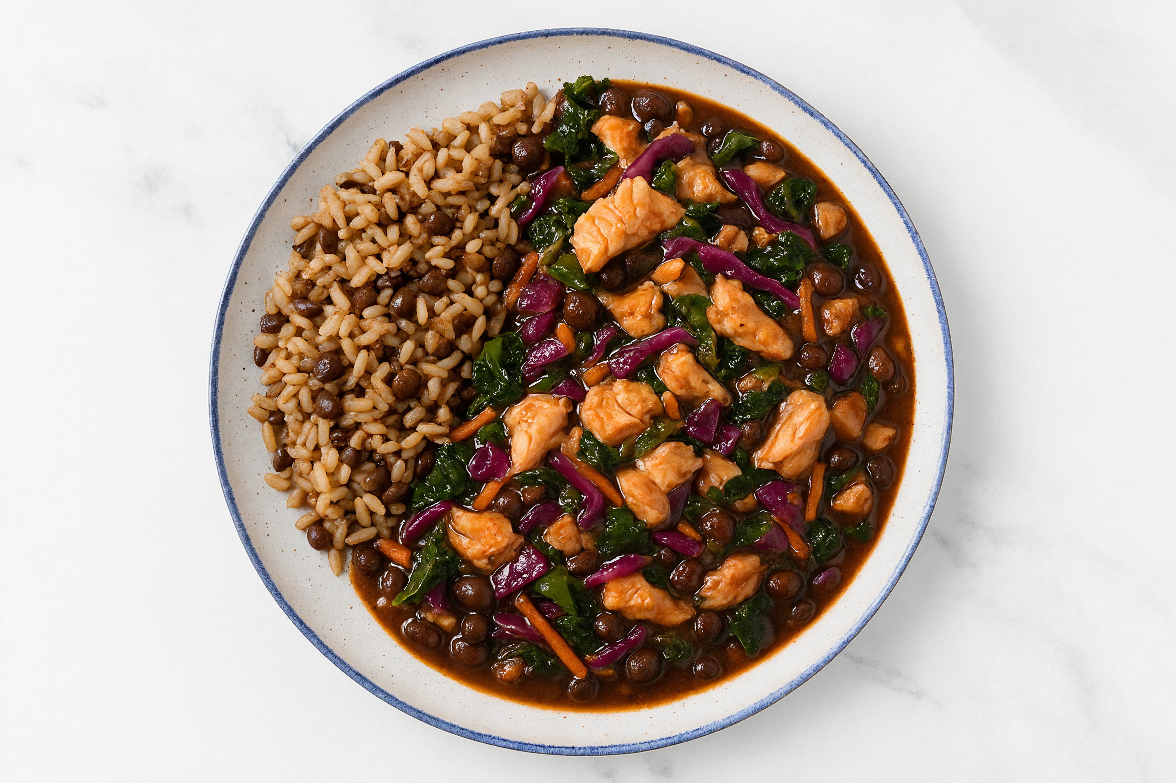 Salmon & Black Bean Stew with Veggies & Quinoa Rice