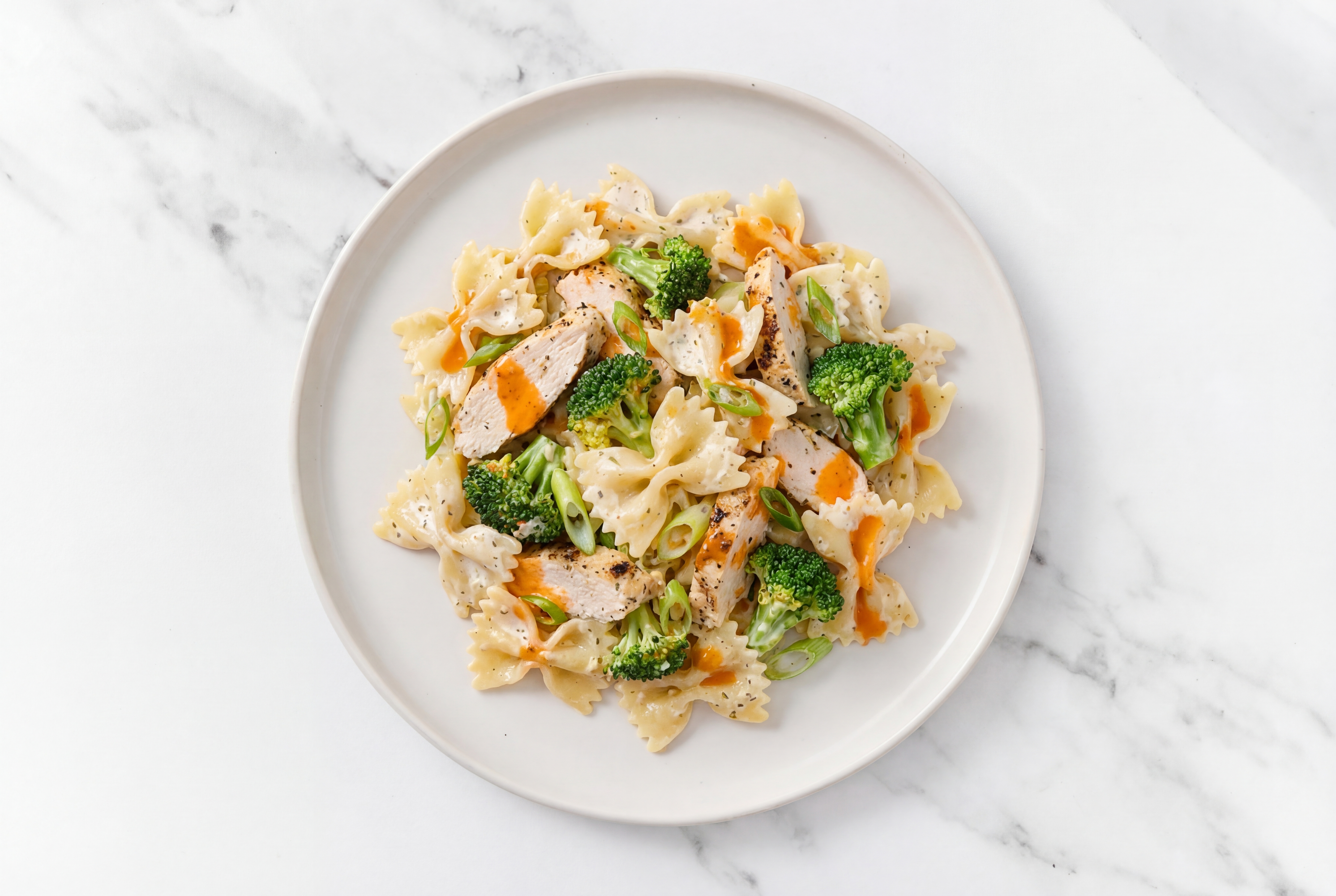 Buffalo Ranch Chicken Pasta Salad with Broccoli Bunches