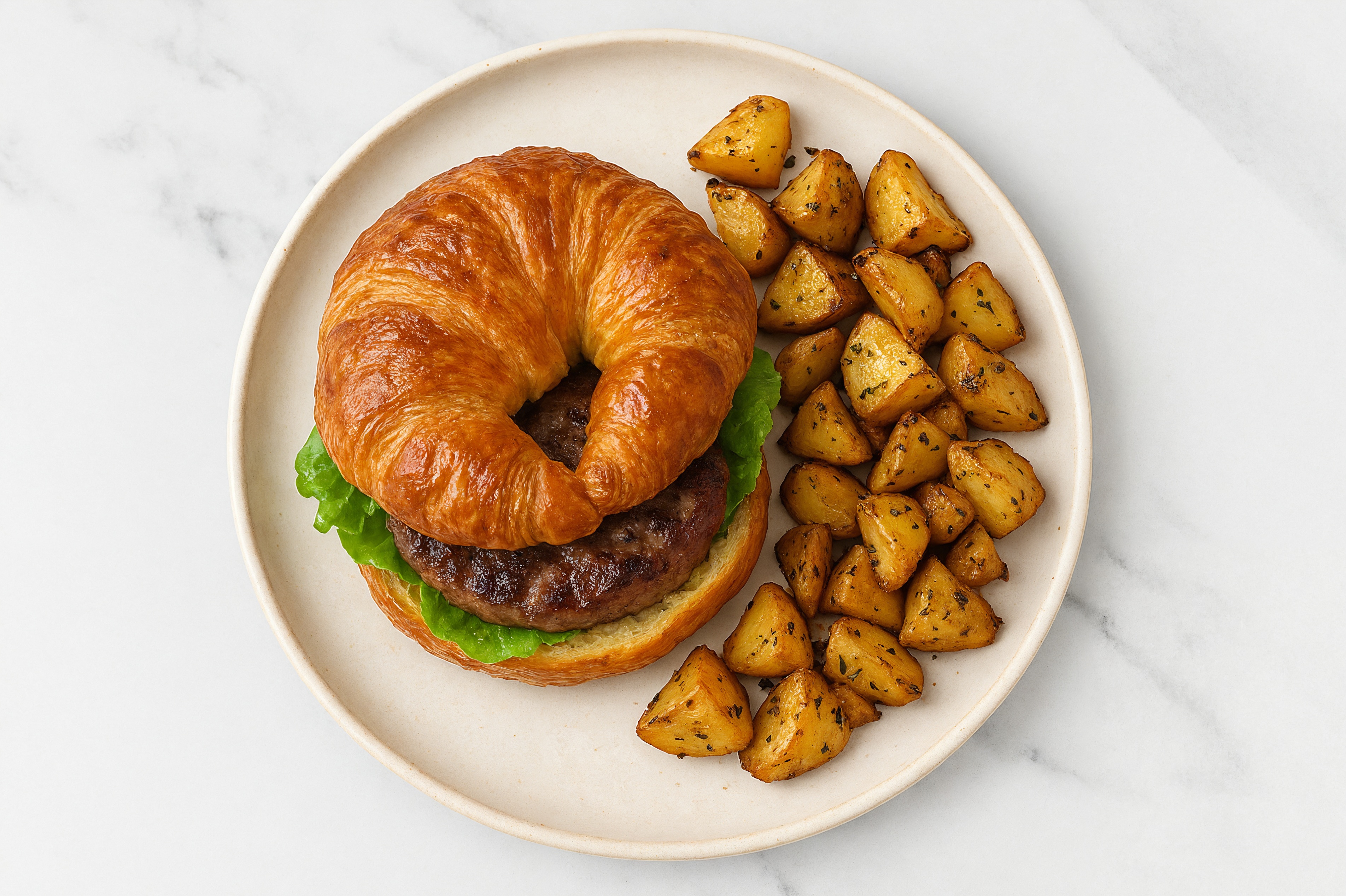 Savory Hamburger + Rosemary Potatoes with Ground Beef Patties