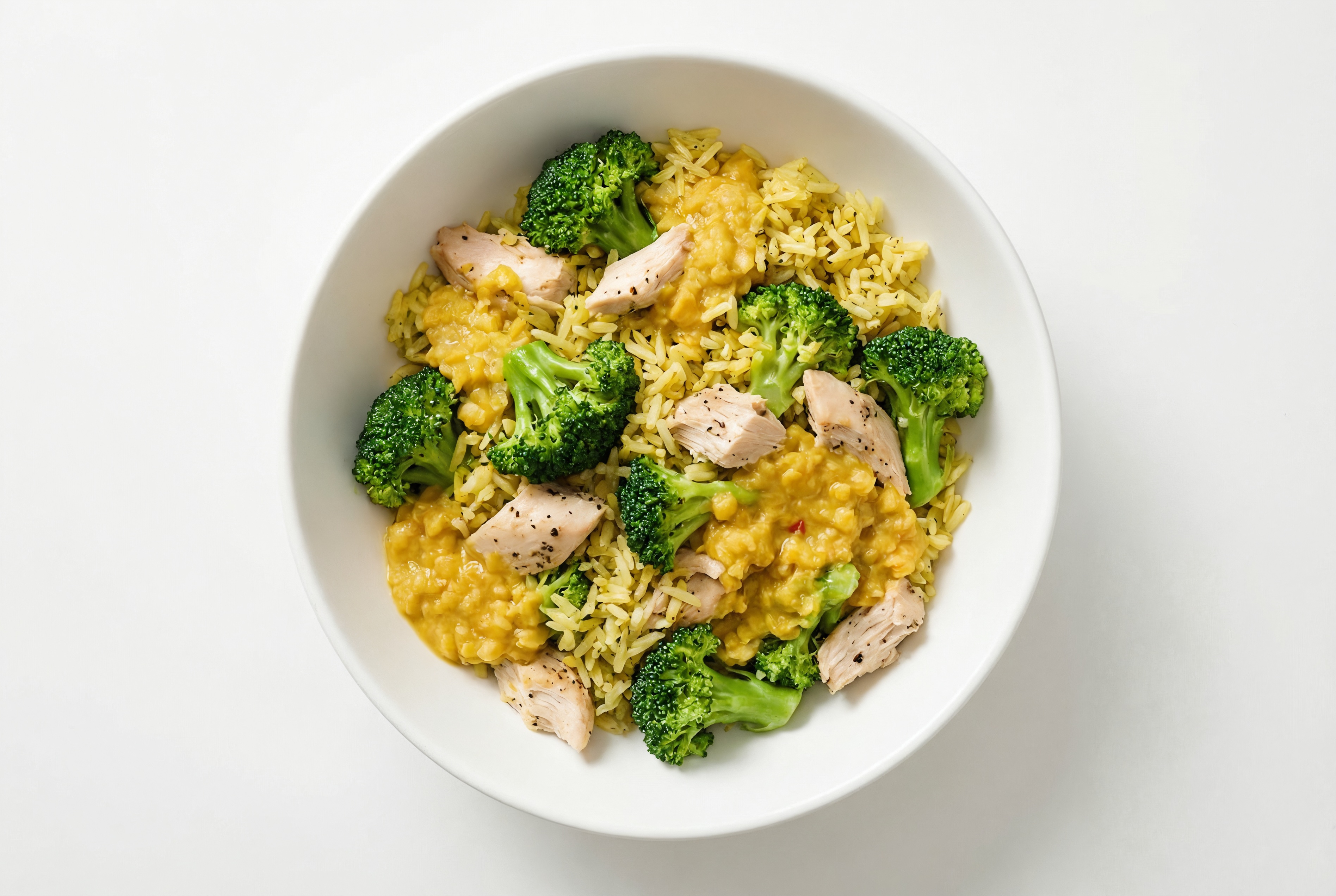 Chicken Grain Bowl with Red Lentils with Seasoned Jasmine Rice