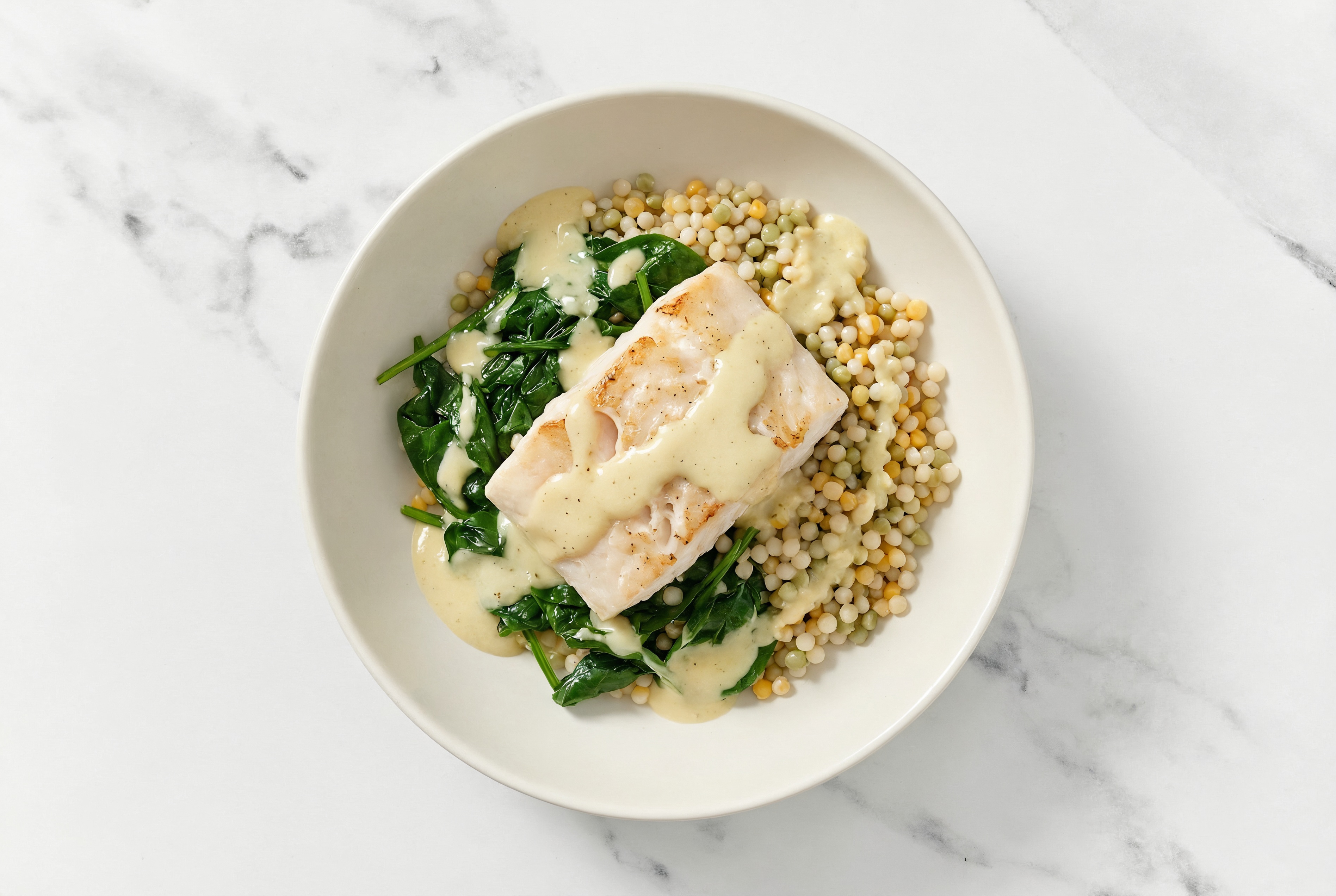 Barramundi + Couscous Bowl with Spinach