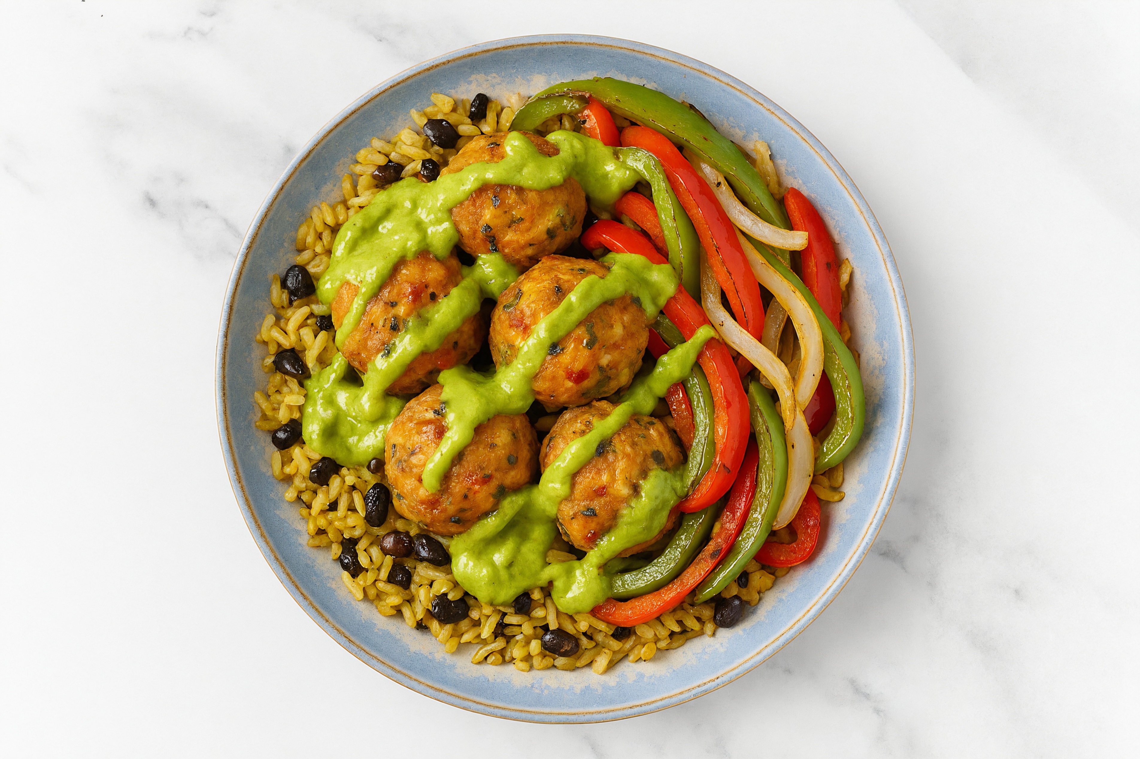 Black Bean Veggie Ball Fajita Rice with Beans Bowl