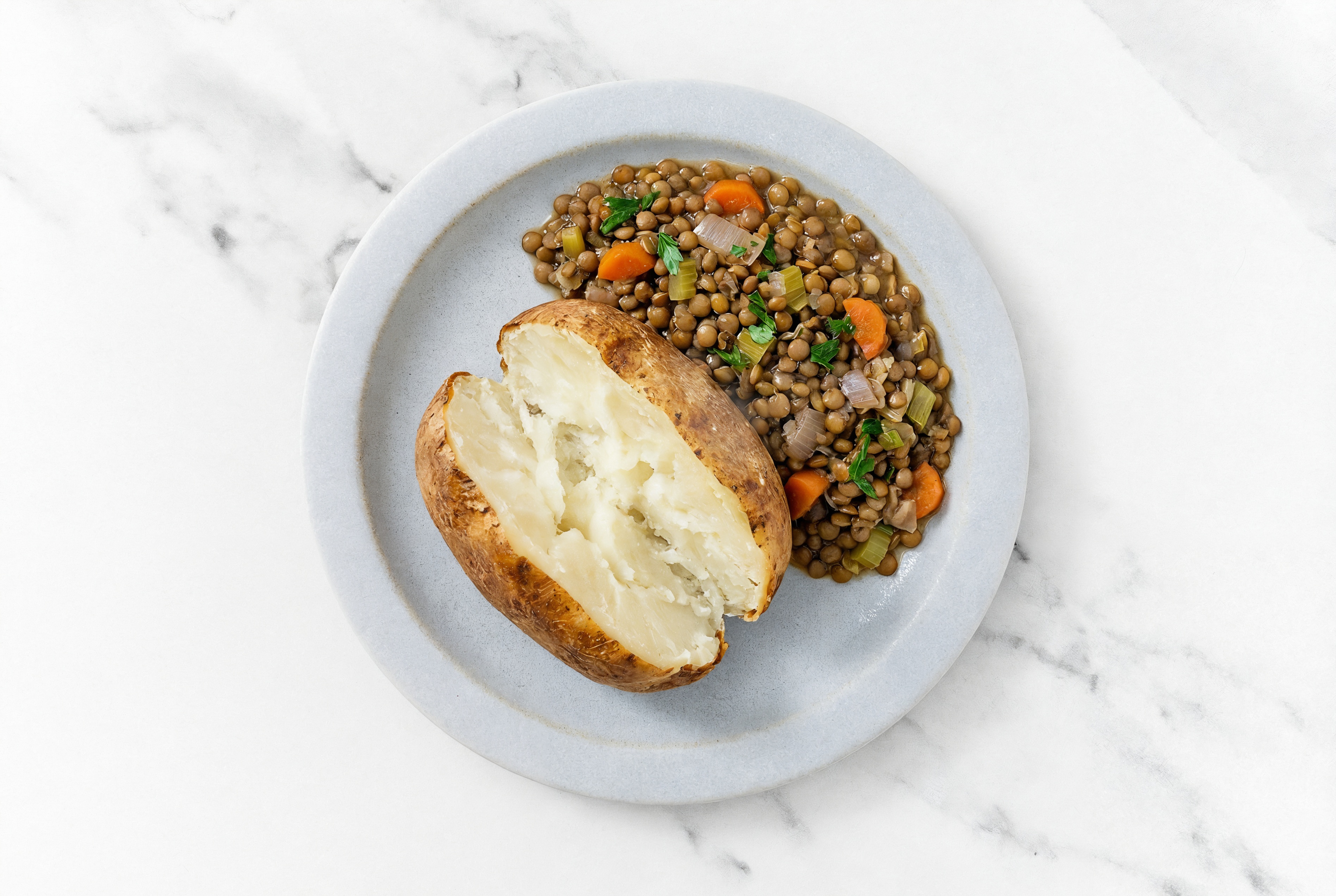 French Mirepoix Lentils with Russet Potato