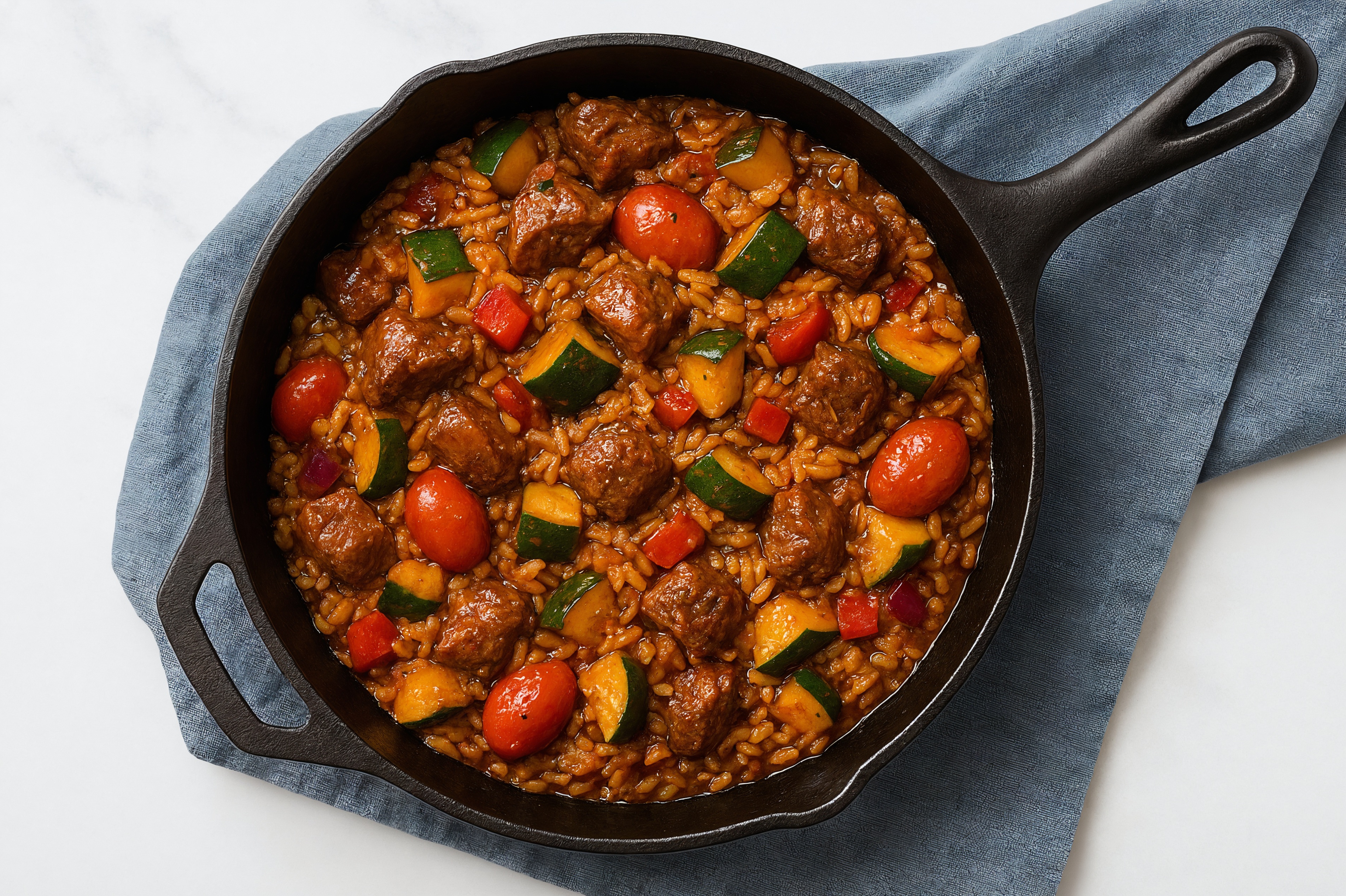 Sesame Ginger Squash + Lamb Stir-Fry with Long Grain White Rice