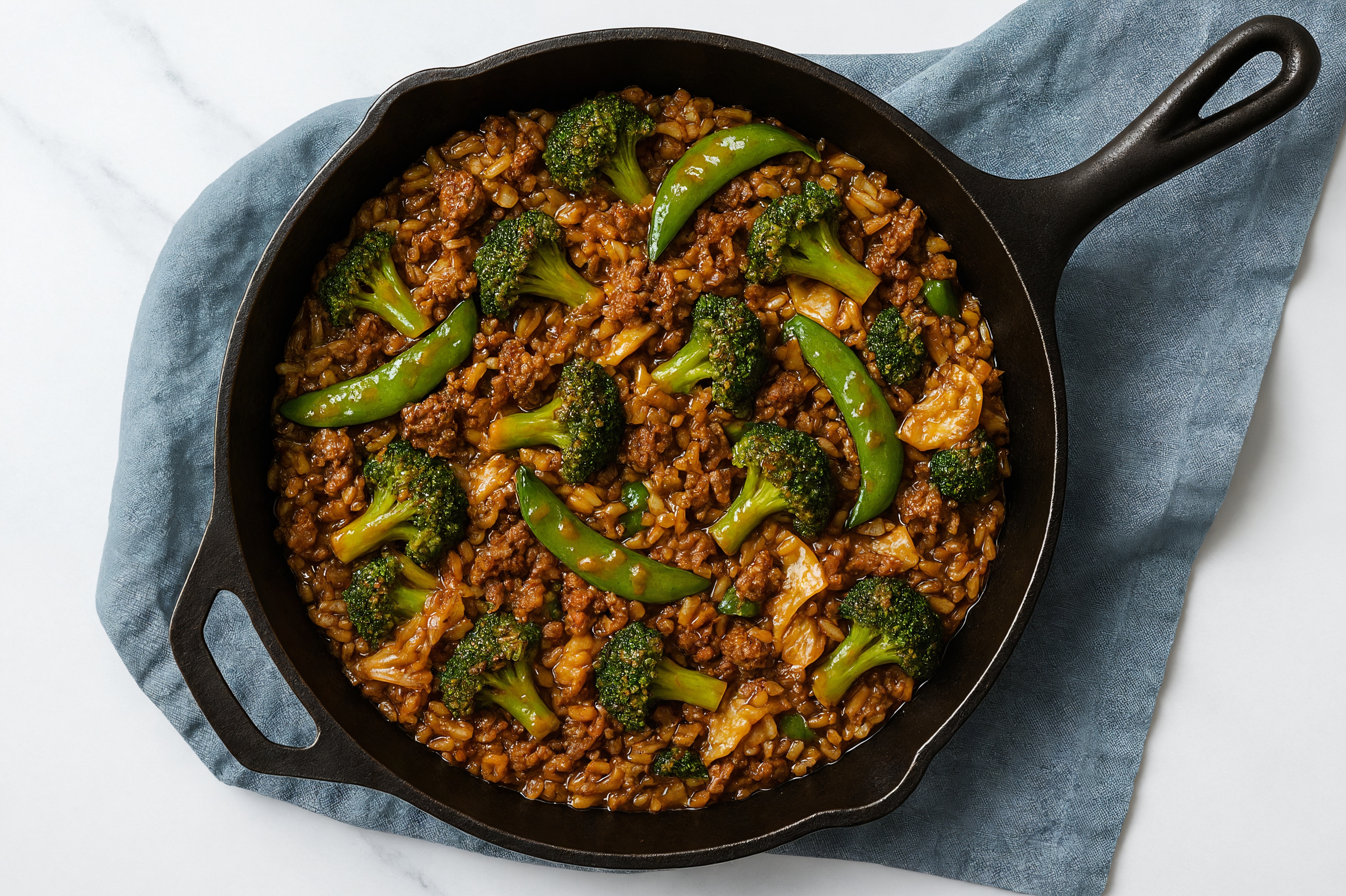Herby Sesame Ginger Bok Choy + Ground Beef Patties Stir-Fry