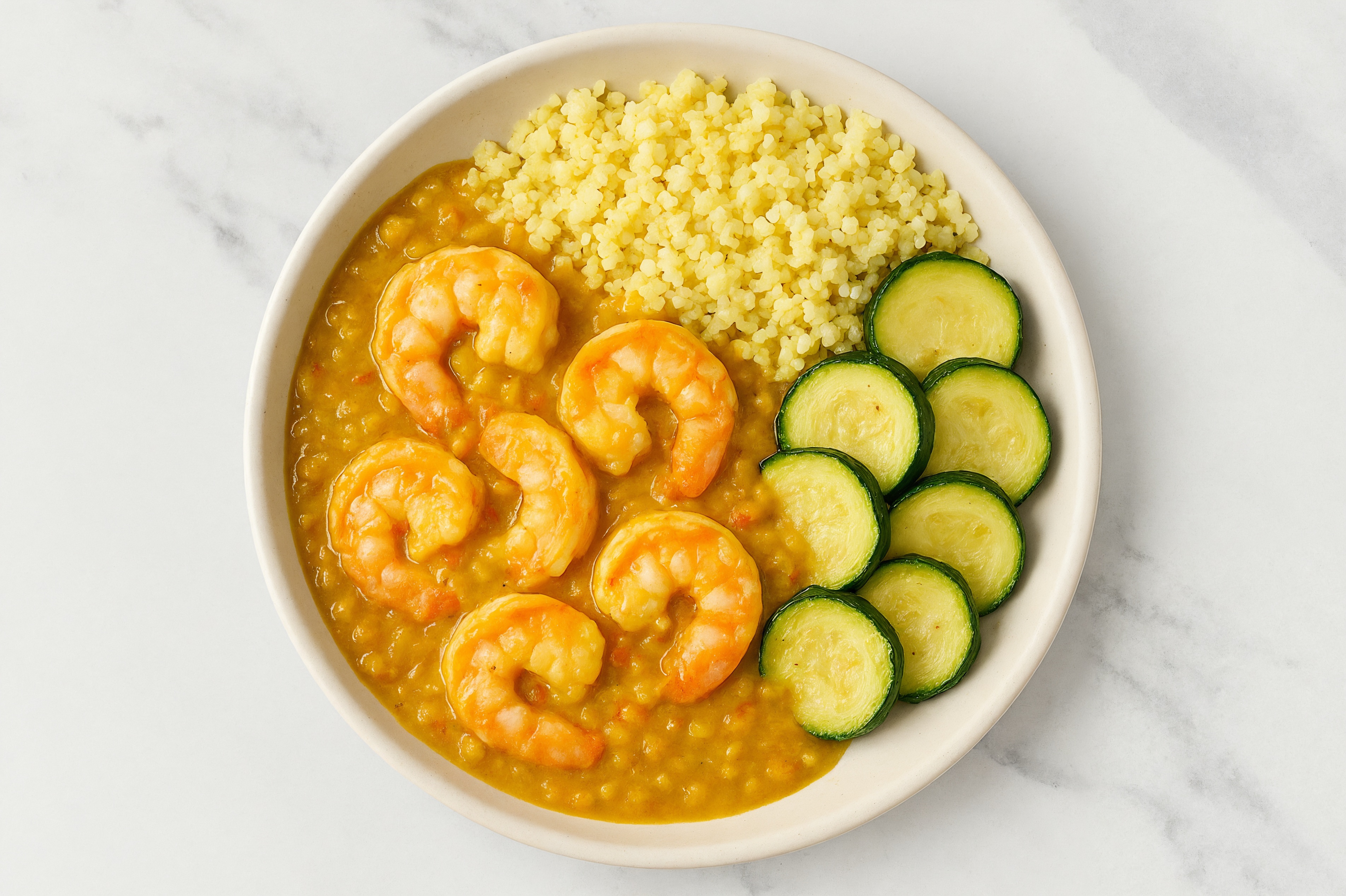 Spiced Jumbo Shrimp + Lentil Everyday Dal Red Lentils Grain Bowl
