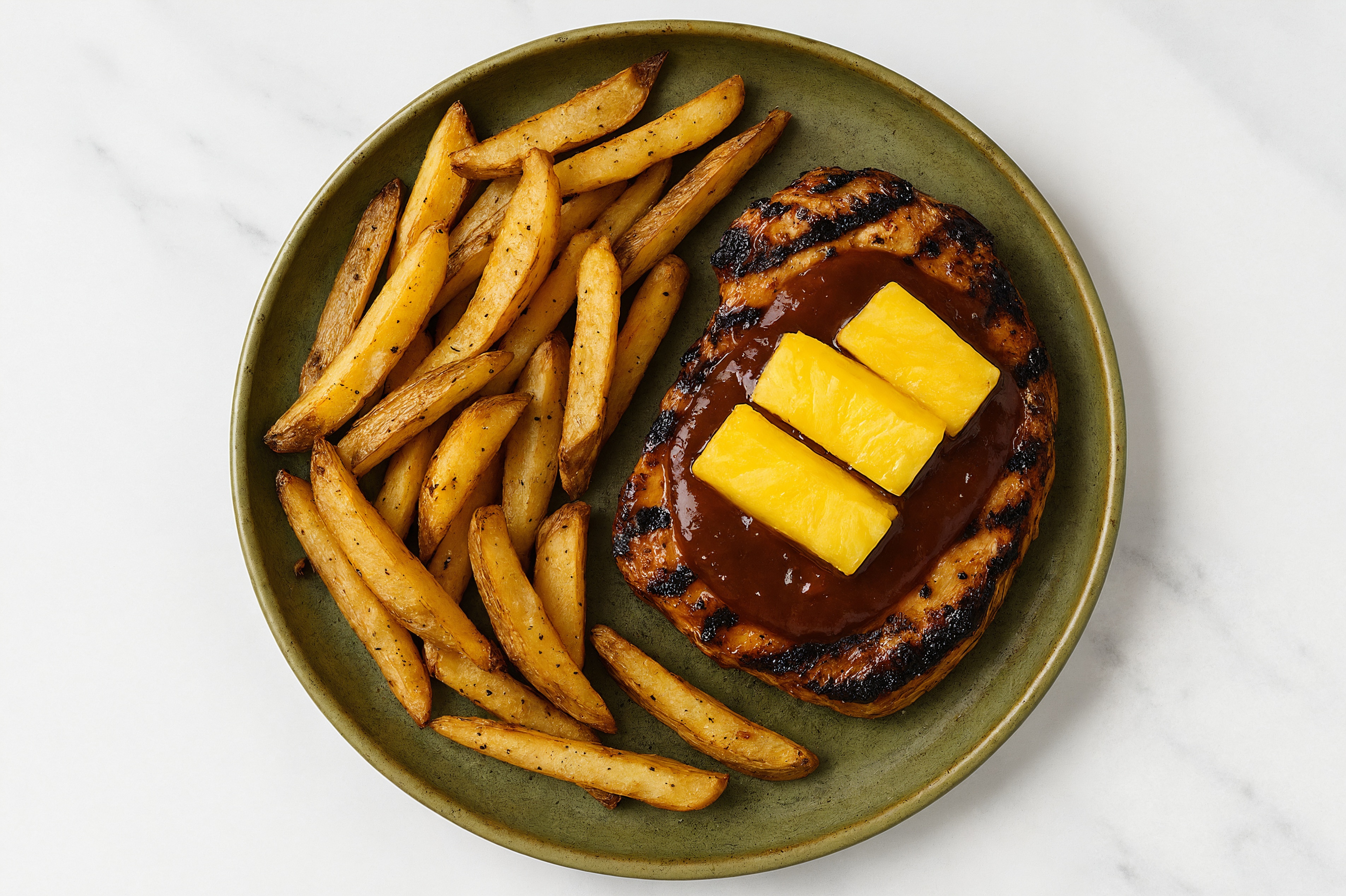 Herby Hawaiian-Style BBQ Pork Chop + Oven Fries with Original BBQ