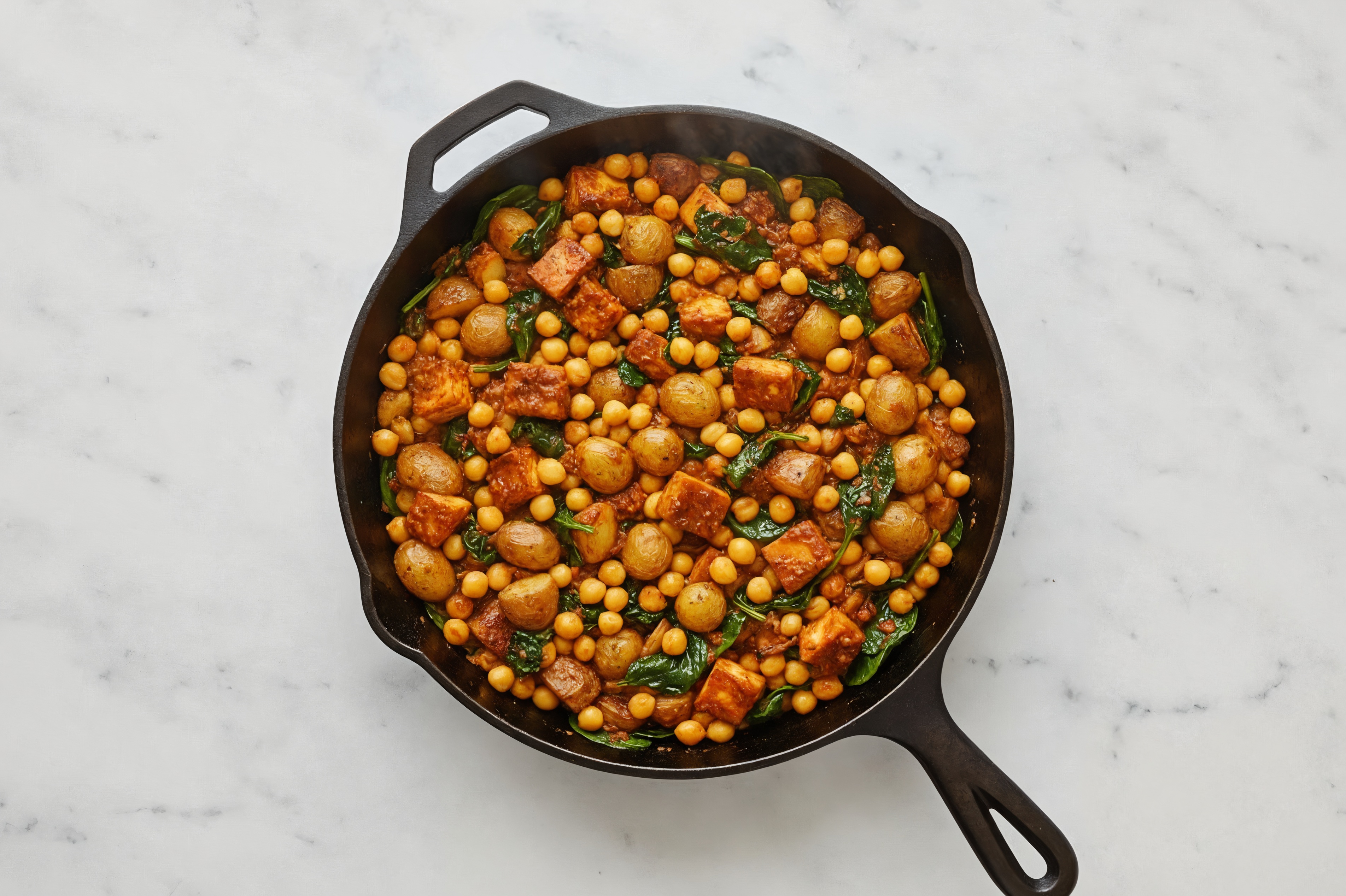 Paneer with Tandoori Masala, Baby Spinach + Garbanzo Beans