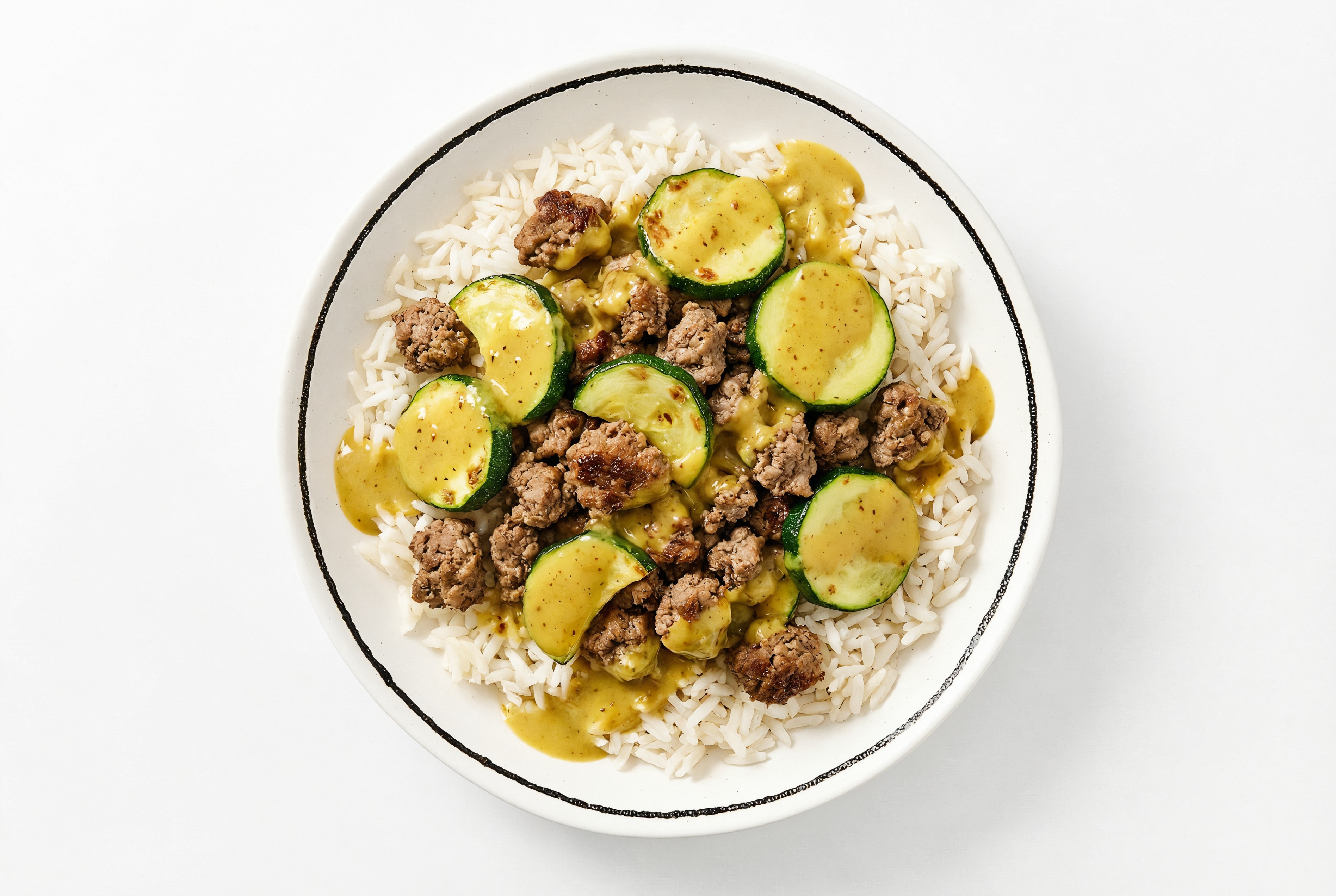 Ground Bison & Zucchini Long Grain White Rice Bowl with Coconut Curry