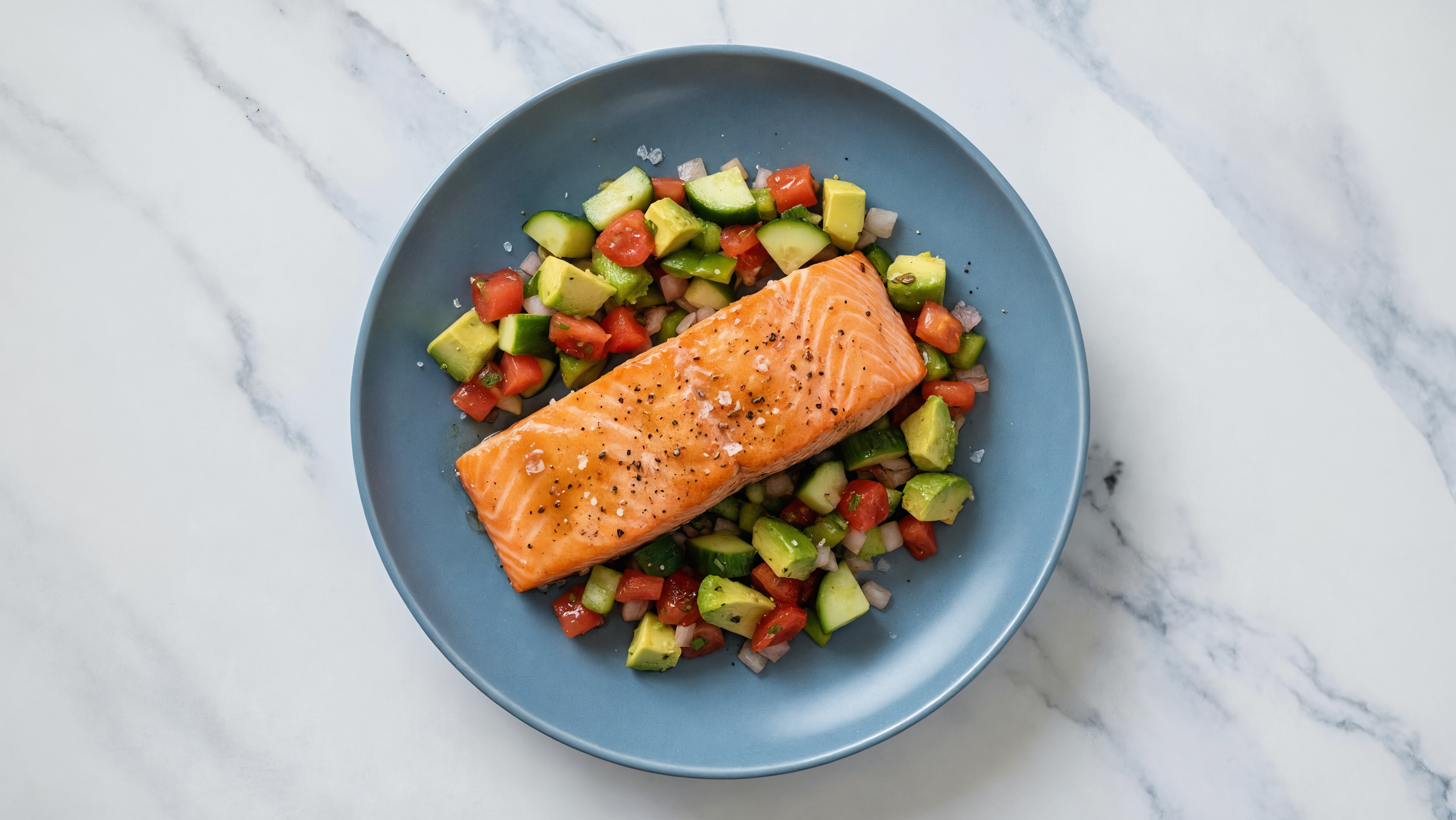 Balsamic Marinated Salmon + Fresh Veggie Salsa