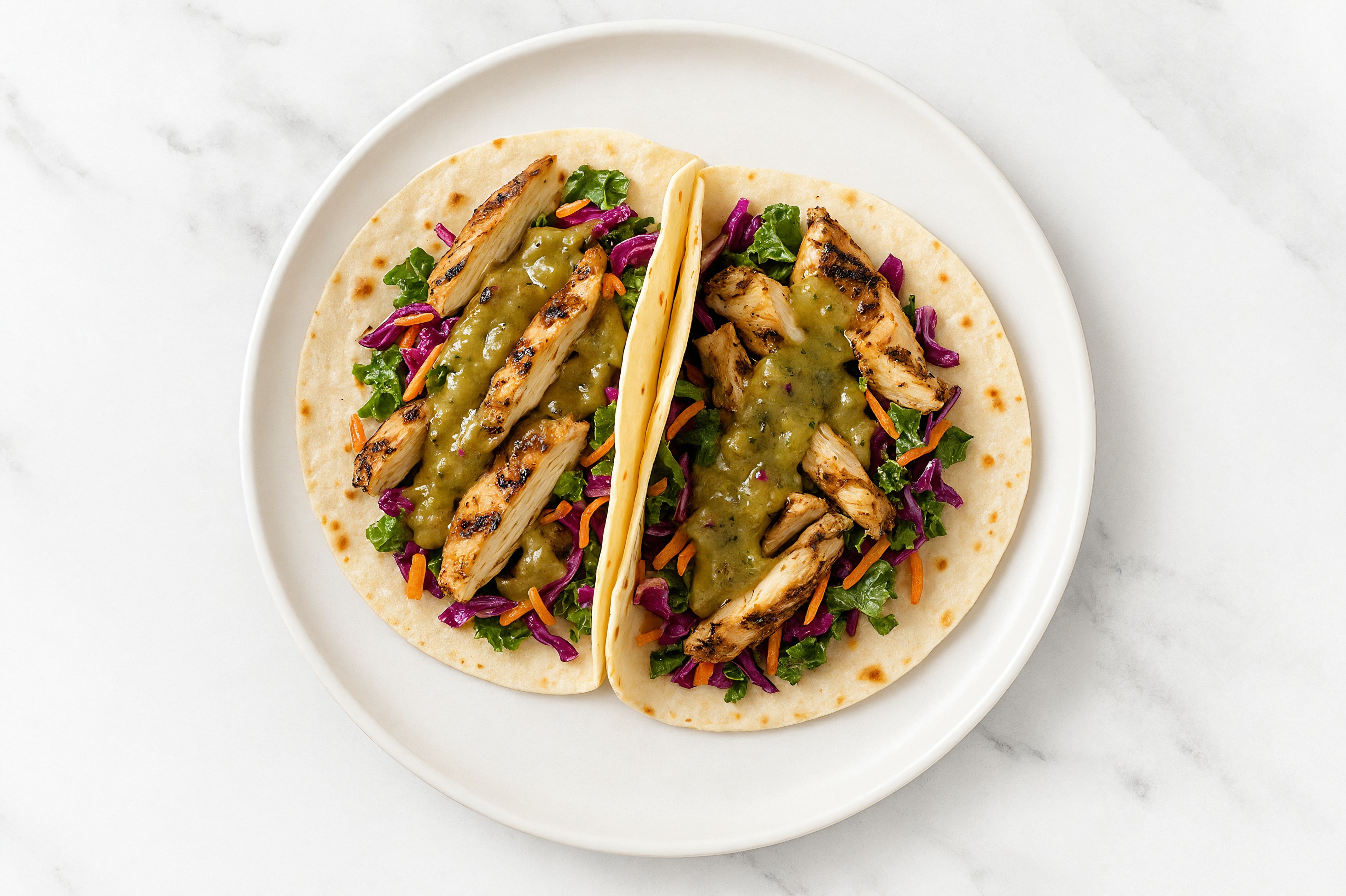 XL Green Chile Mediterranean Grilled Chicken Breast Tacos