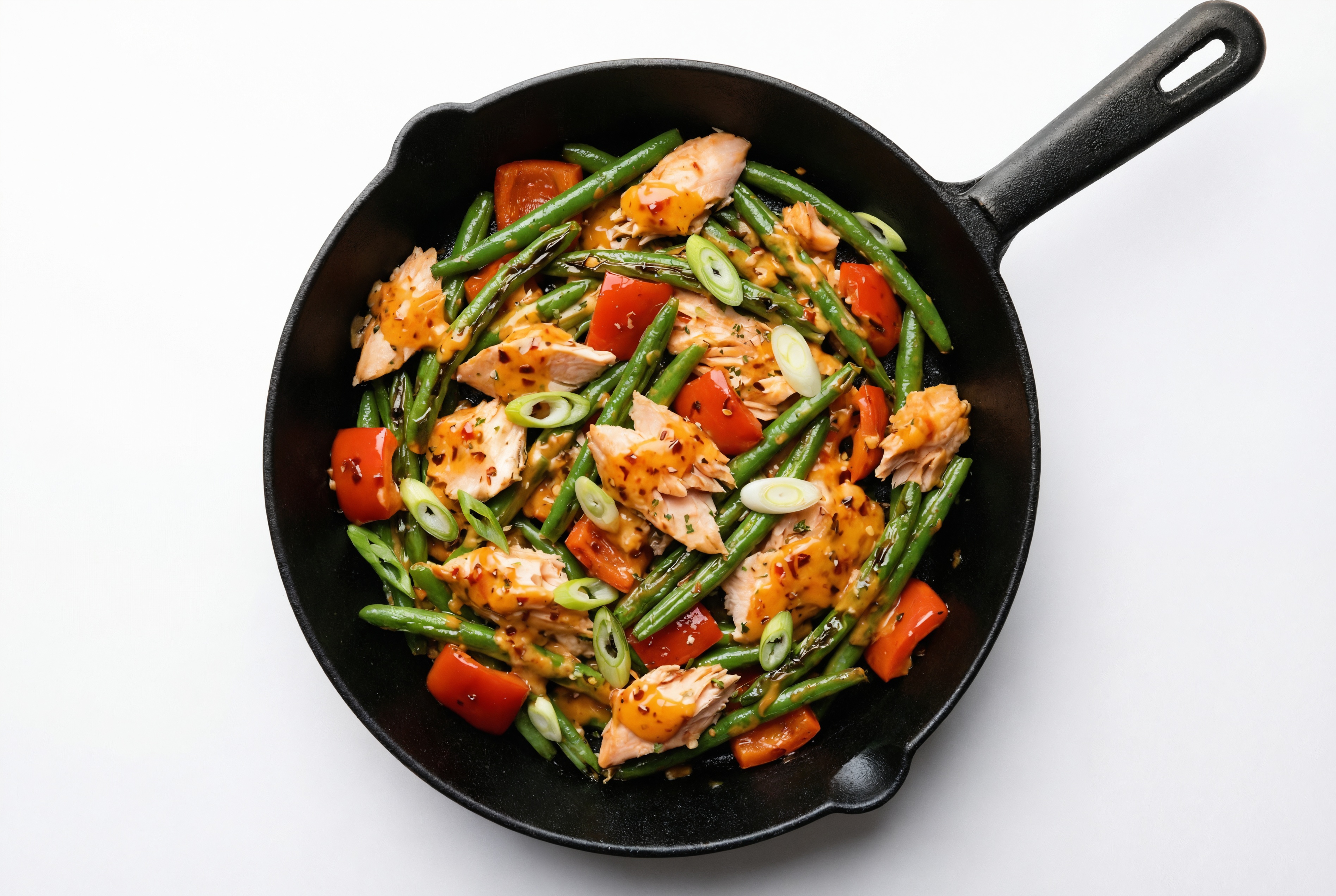Bang Bang Steelhead Trout with Green Beans + Red Pepper