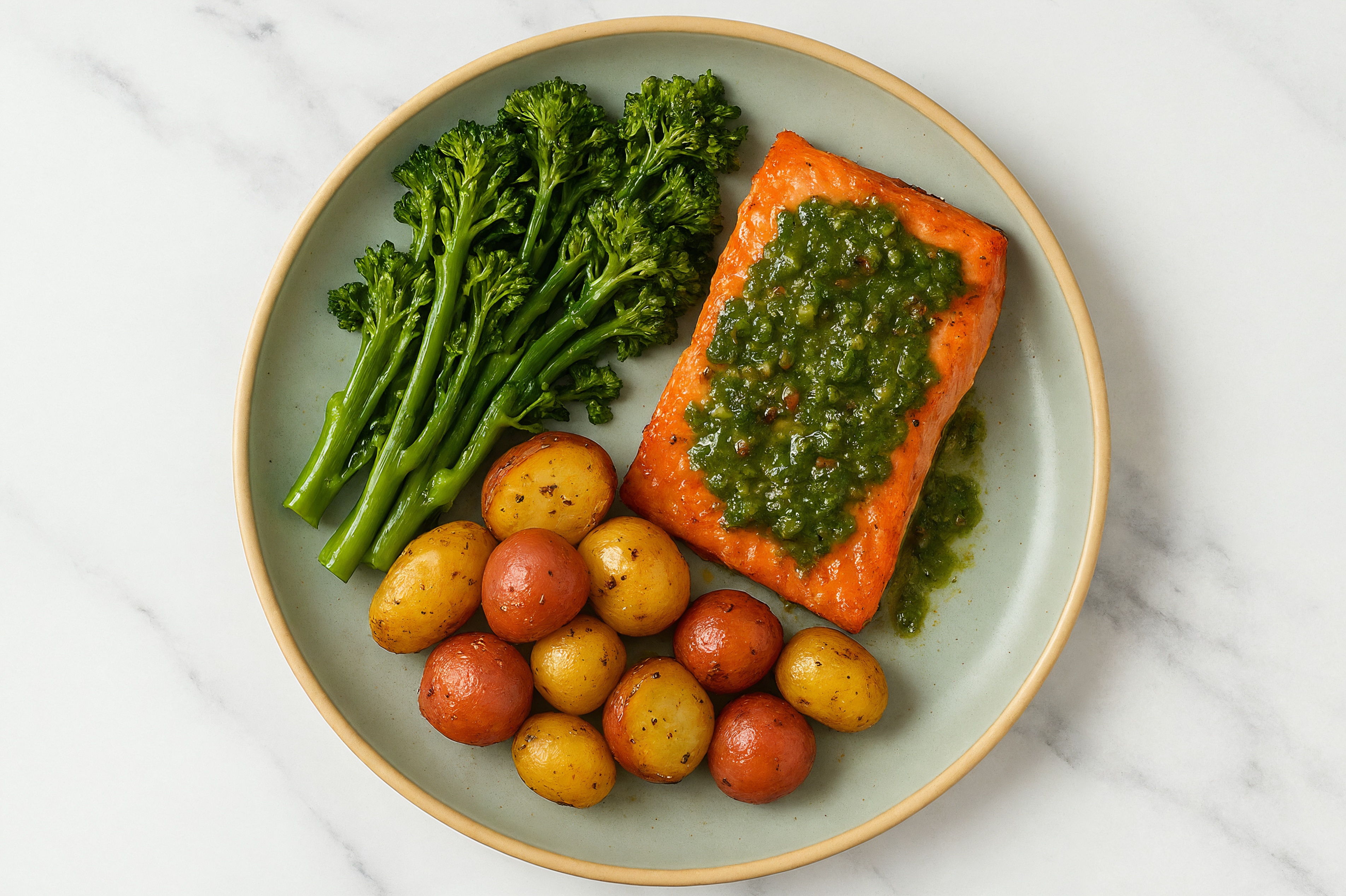 Roasted Chimichurri Wild Salmon + Crispy Potatoes