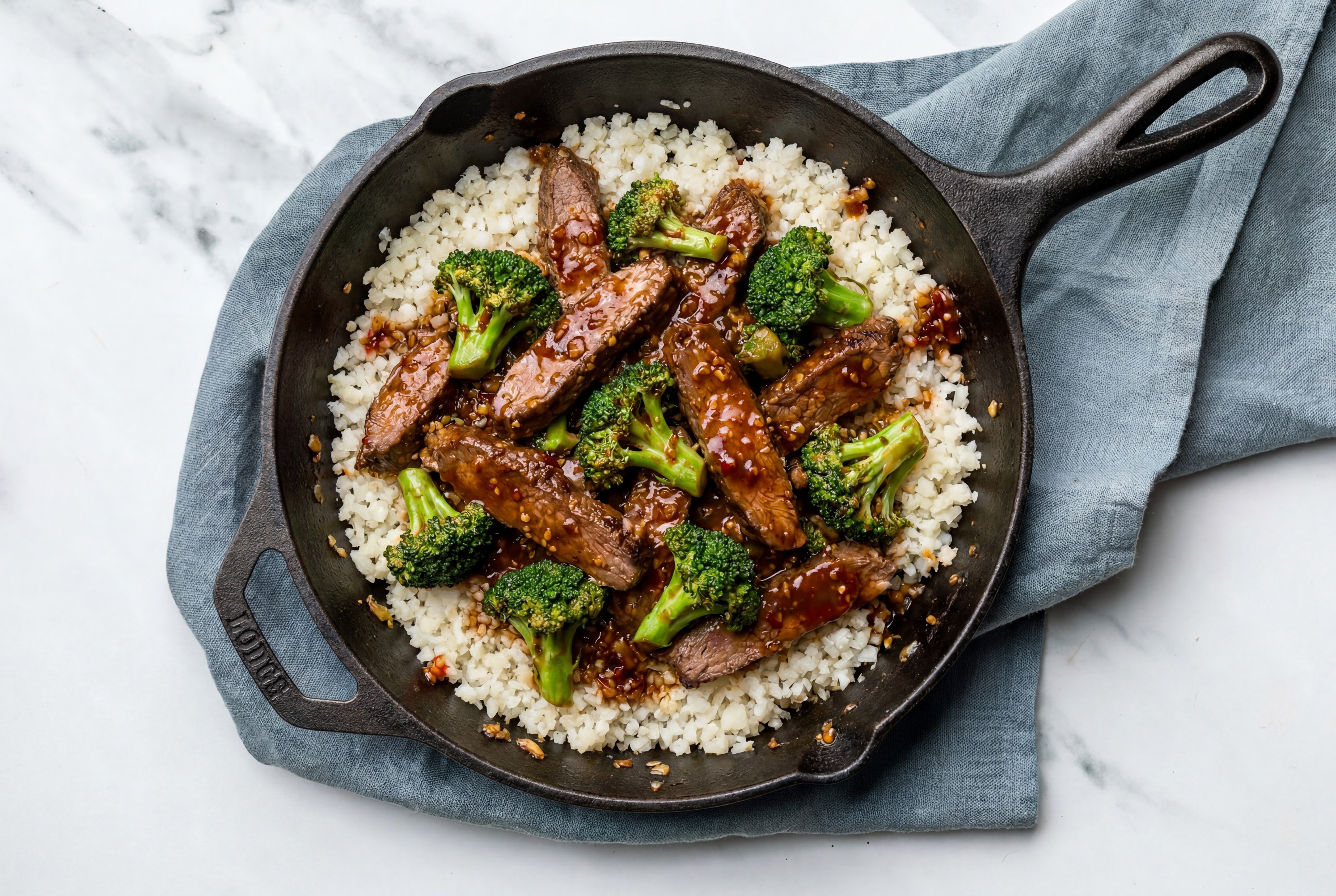 Takeout-Style Beef + Broccoli with Adobo Marinated Flank Steak