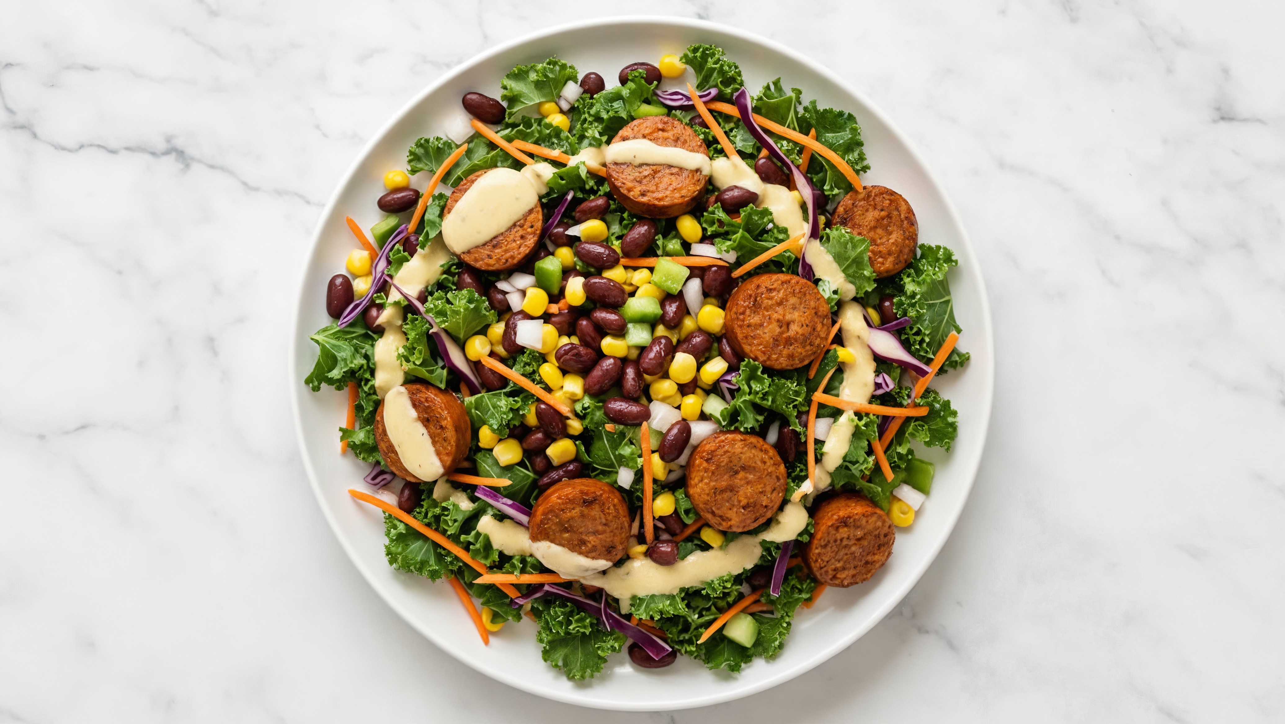 Tahini Kale Salad with Turkey Sausage & Black Beans