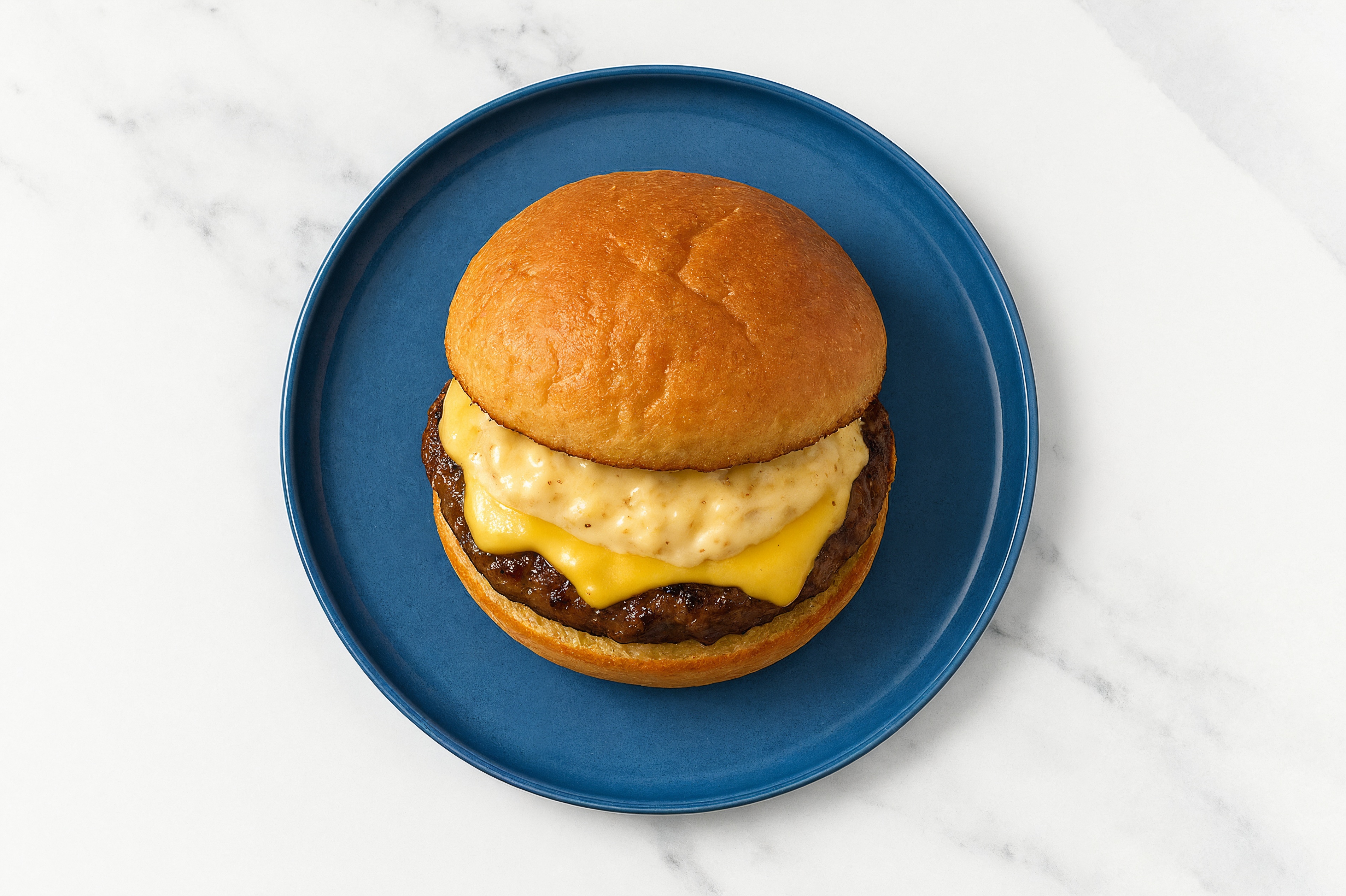 Gouda Tavern Beef Burger on GF Bun with French Onion Sauce