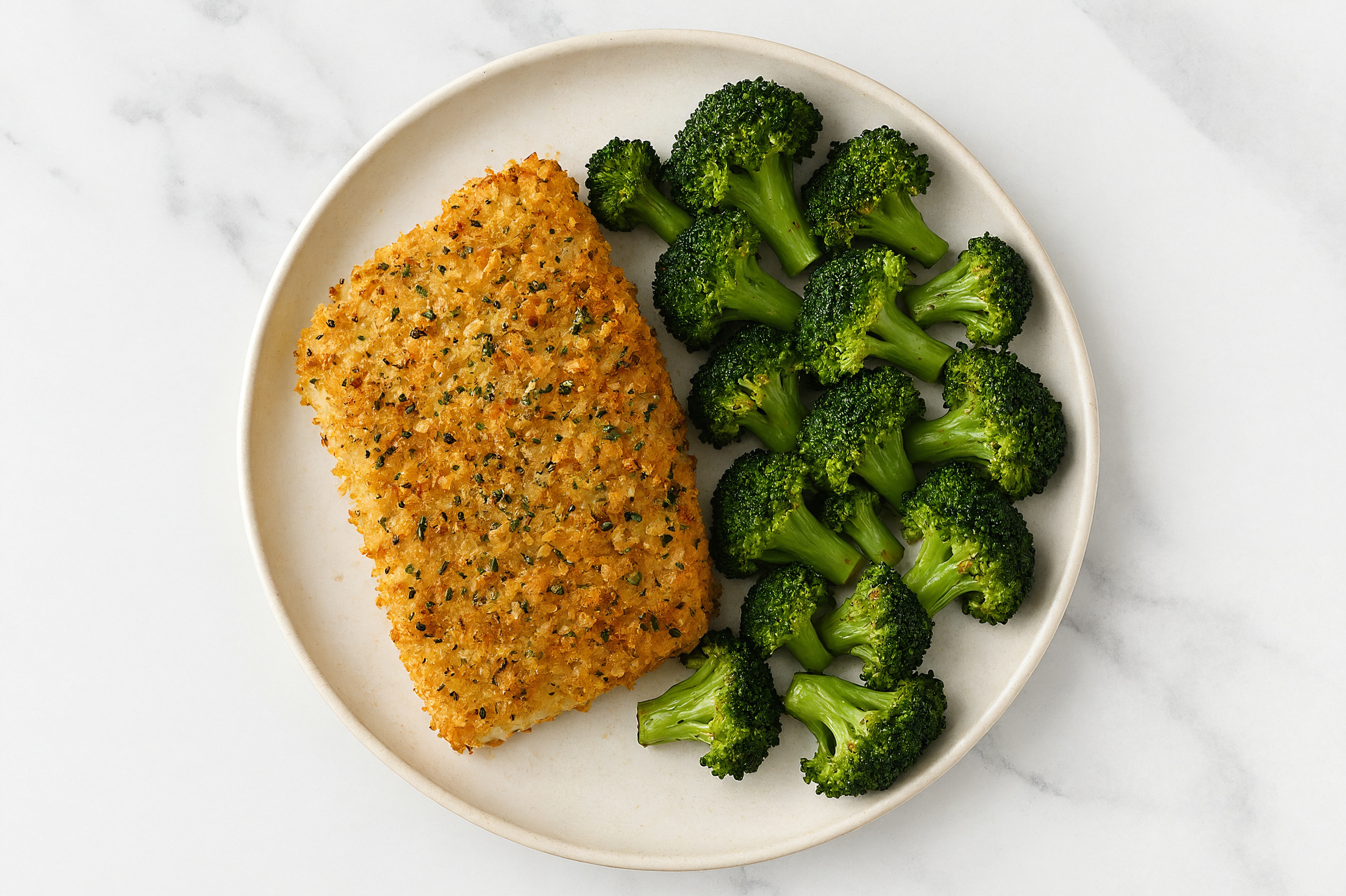 Panko Crusted Wild Halibut + Roasted Broccoli