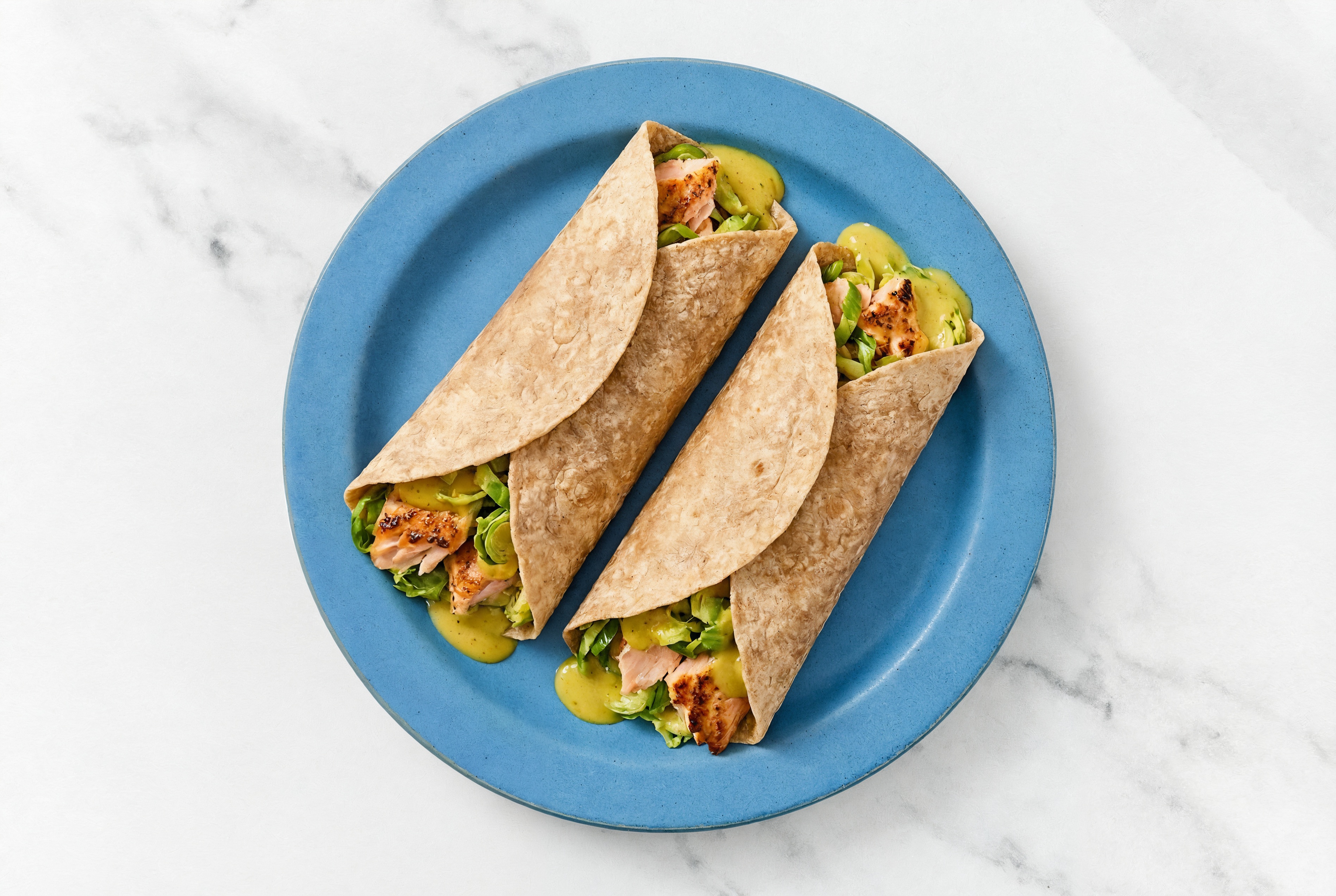 Whole Grain Curry Salmon + Crispy Brussels Wrap